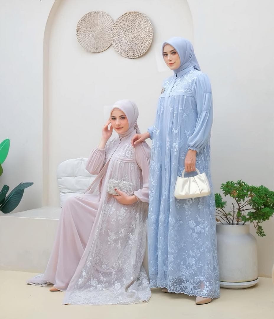 Luxury Organza Tulle Abaya Dress – Modest Islamic Evening Gown - image 4