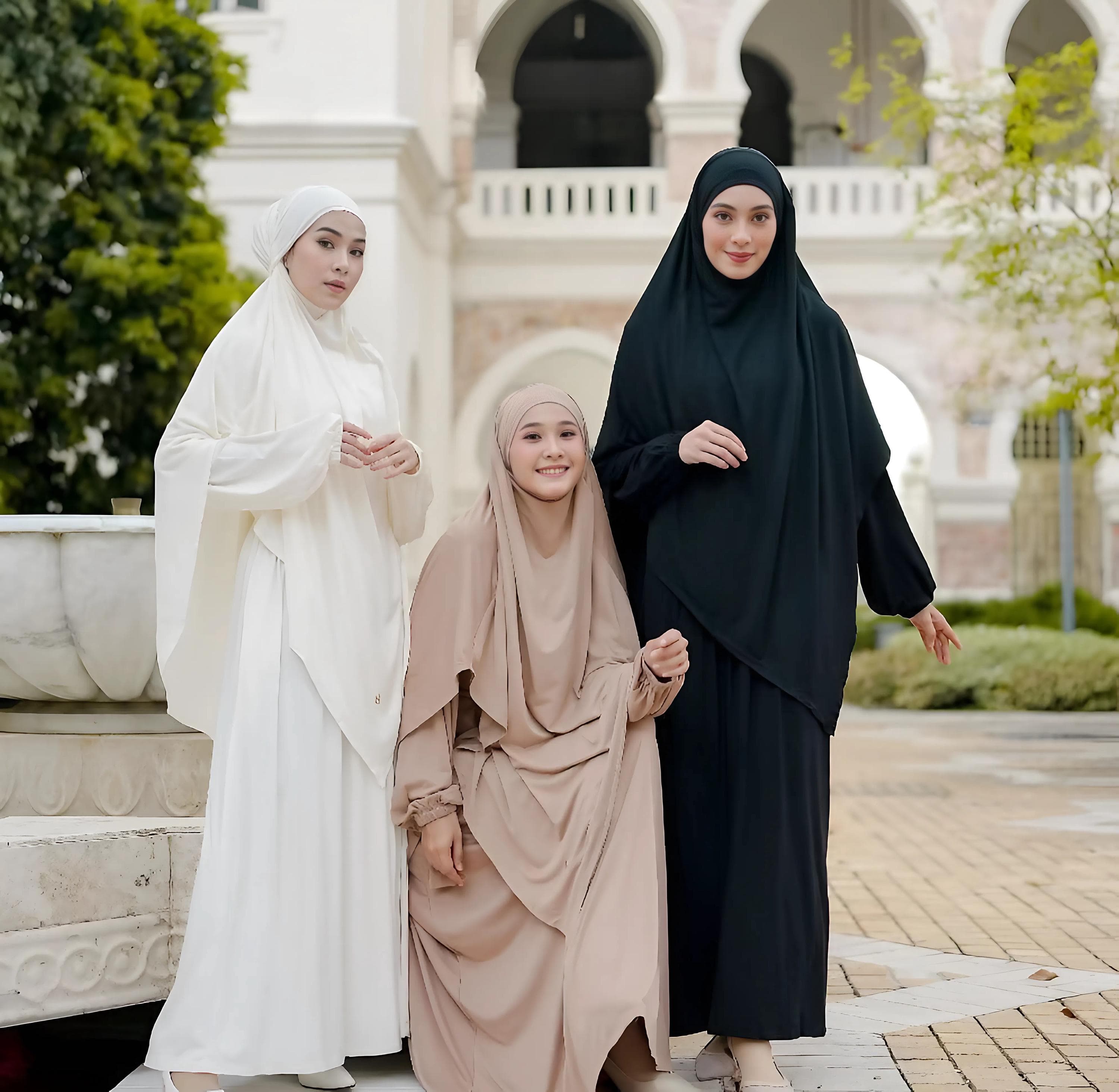 Belted Abaya Set: French Khimar & Niqab - Modest Islamic Prayer Dress