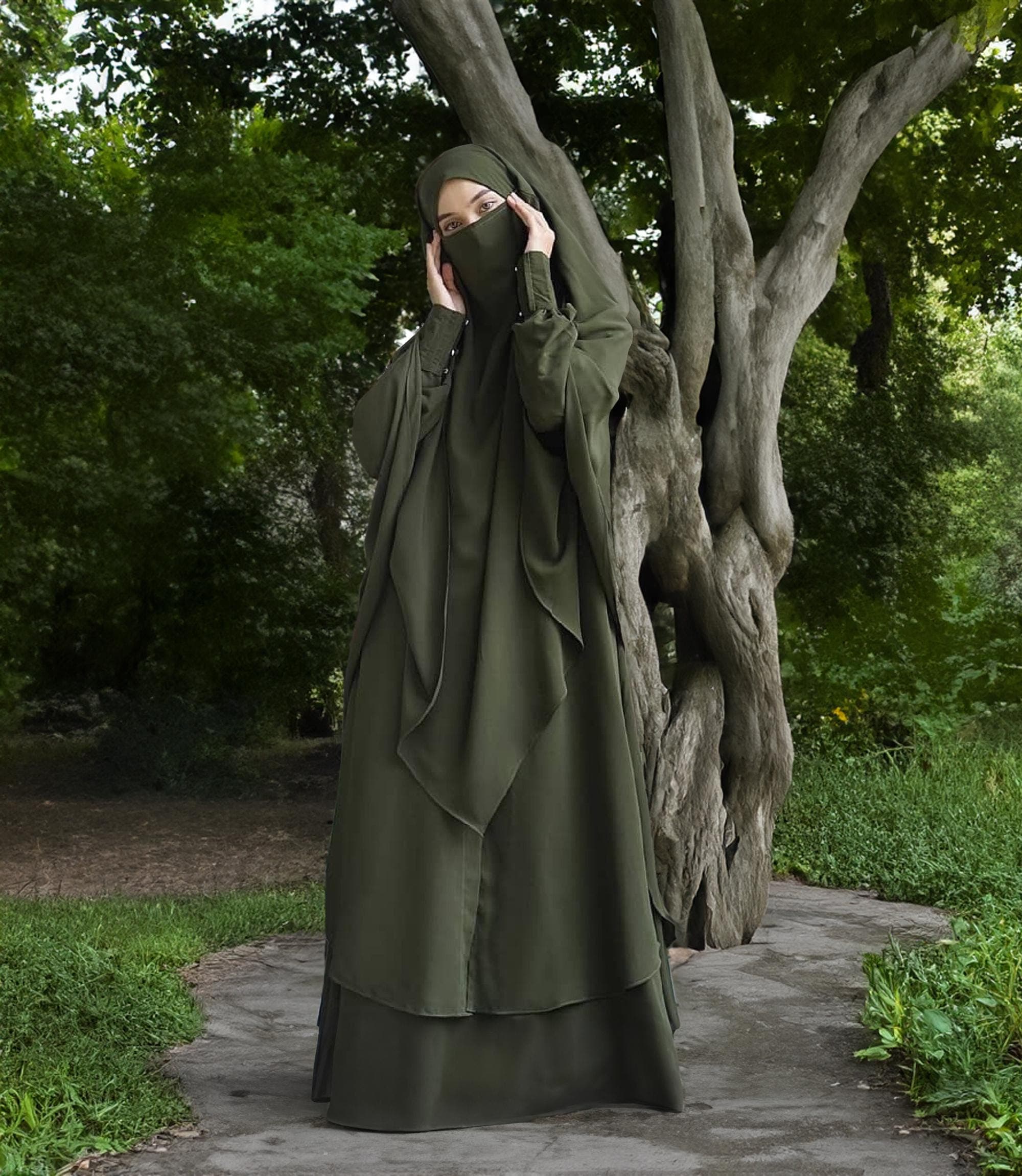 Modern Muslimah Abaya: French Khimar, Half Niqab, Islamic Prayer Dress - image 5
