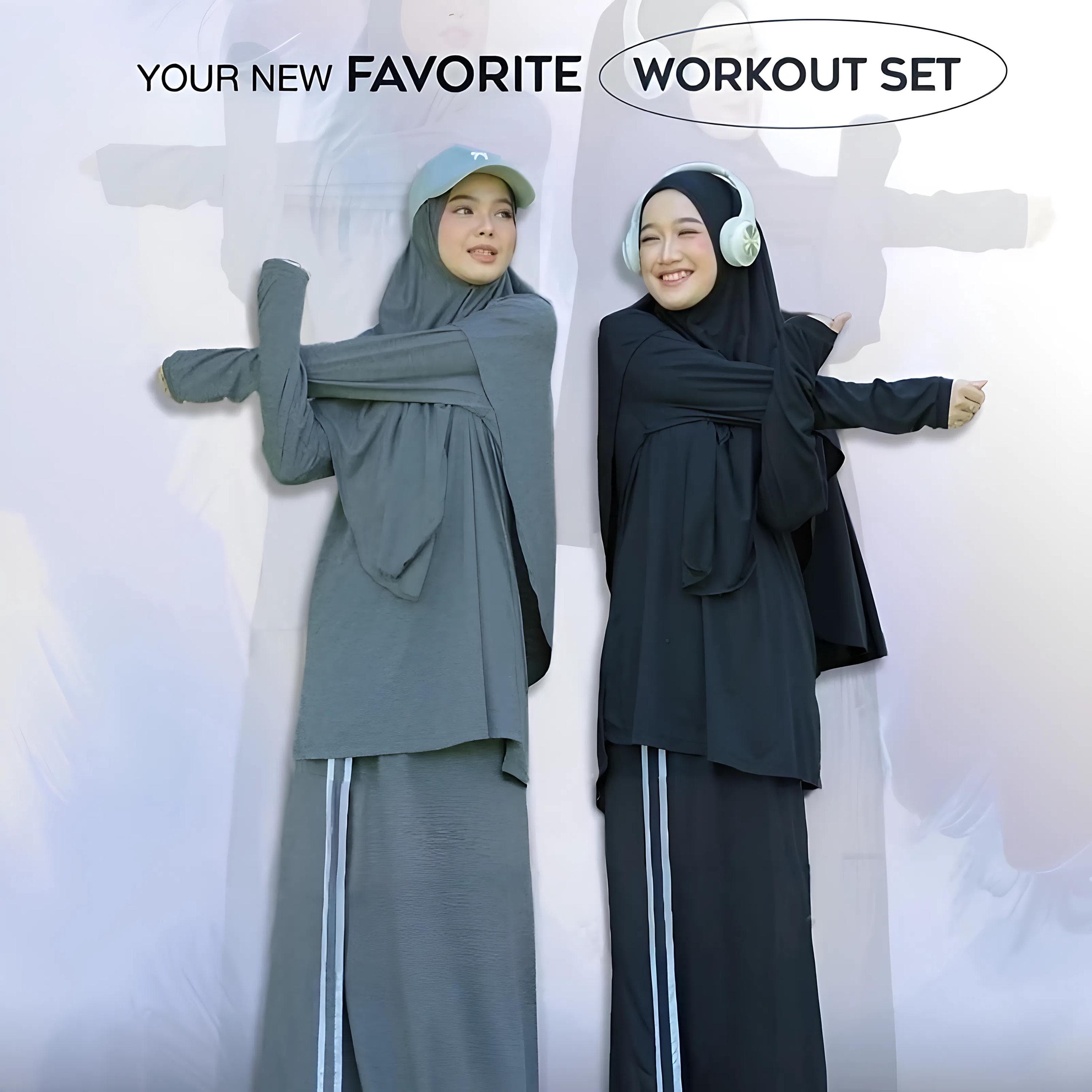 Modest Muslim Workout Set Cotton Rayon