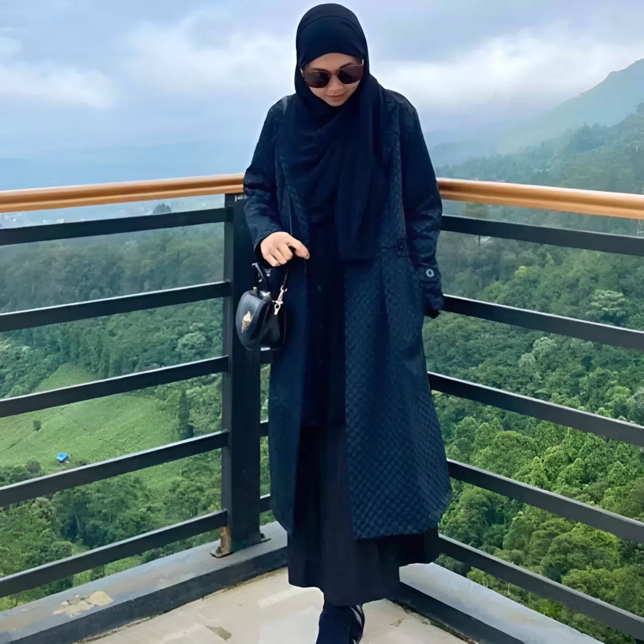 Stretch Cotton Blend Long Coat - Modest Buttoned Travel Outerwear