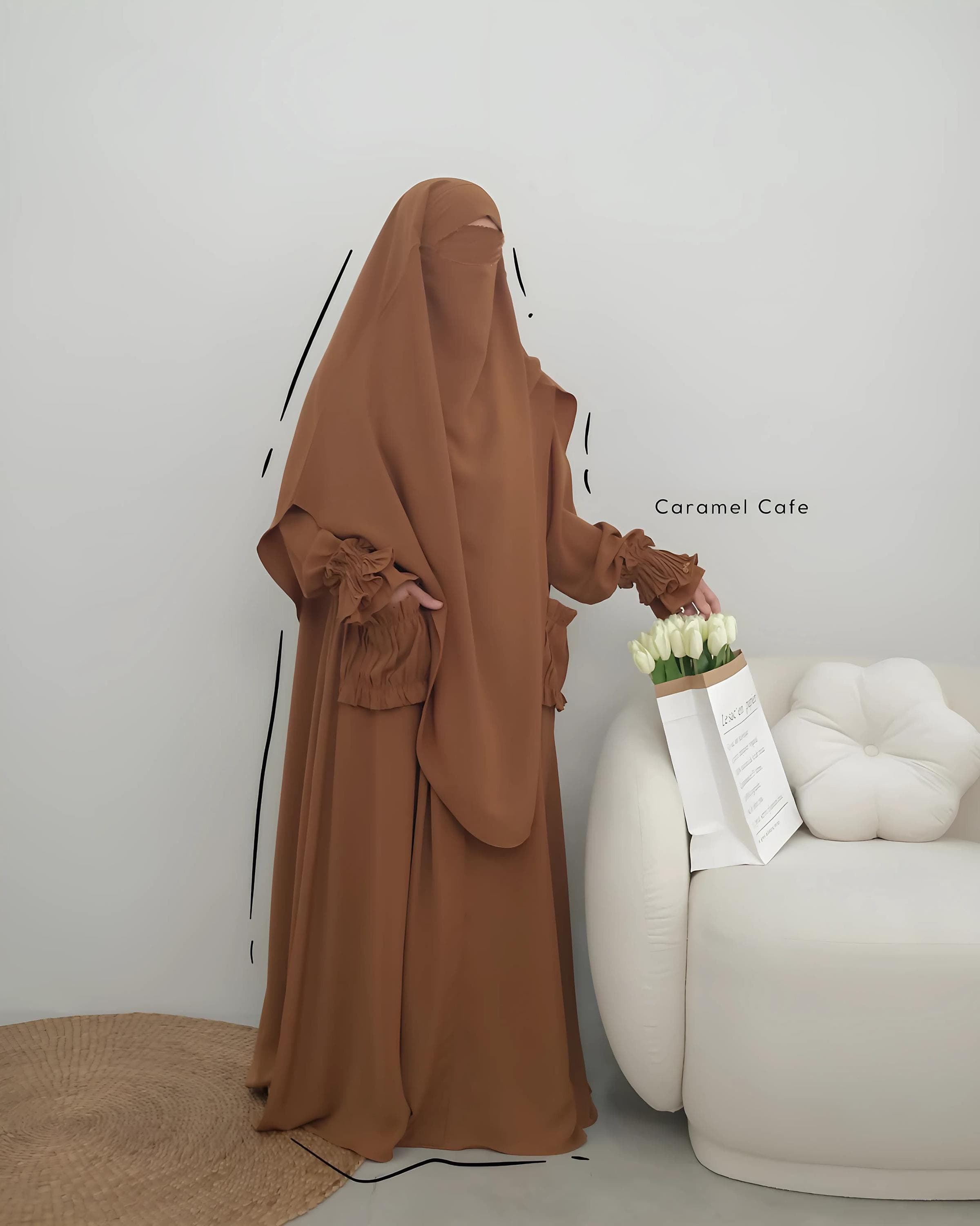 Pleated Abaya with French Khimar: Anti UV Muslim Dress - image 4