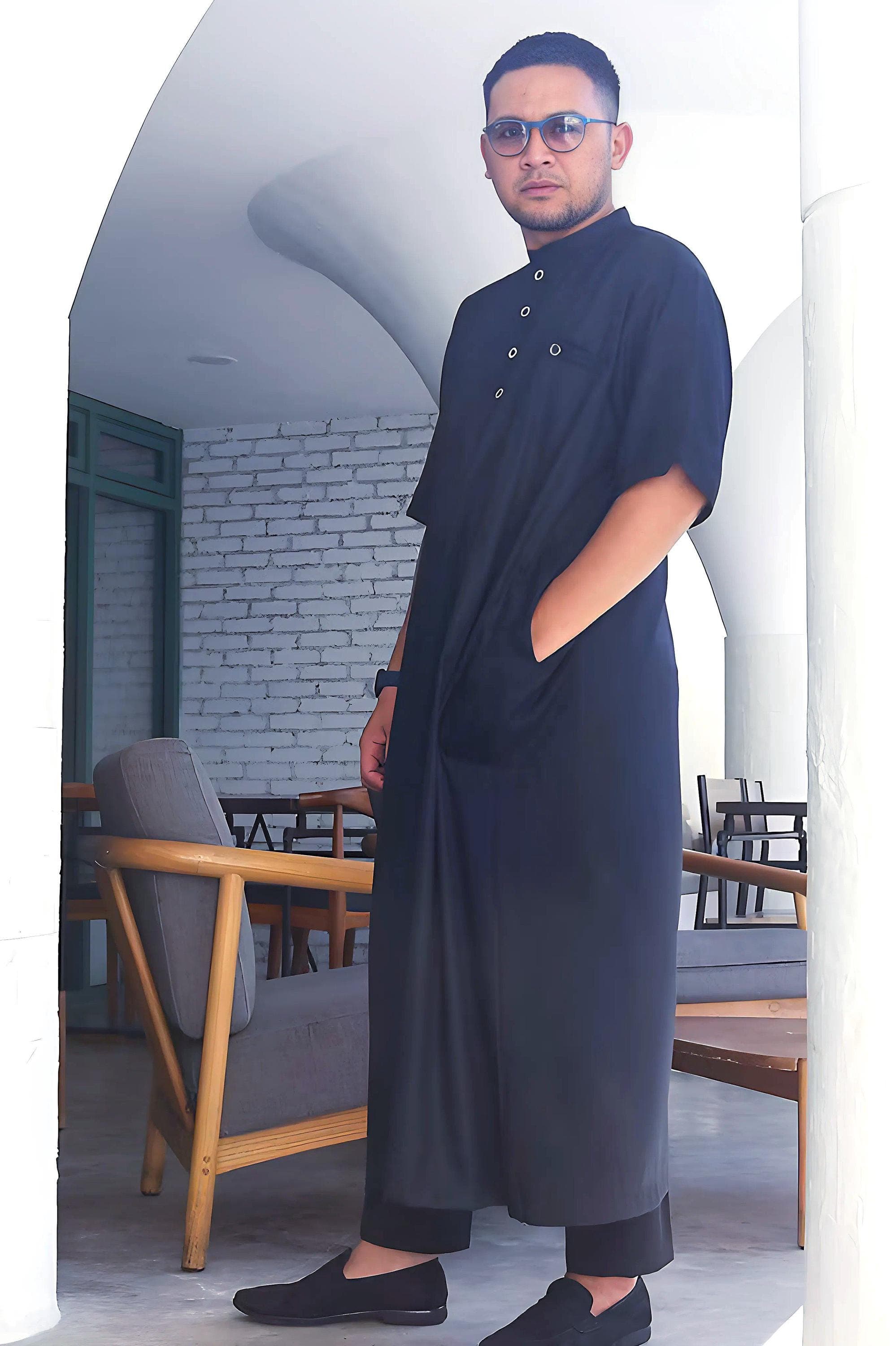 Men's Cotton Madinah Jubbah Thobe Robe - Islamic Kaftan (4XL) - image 4