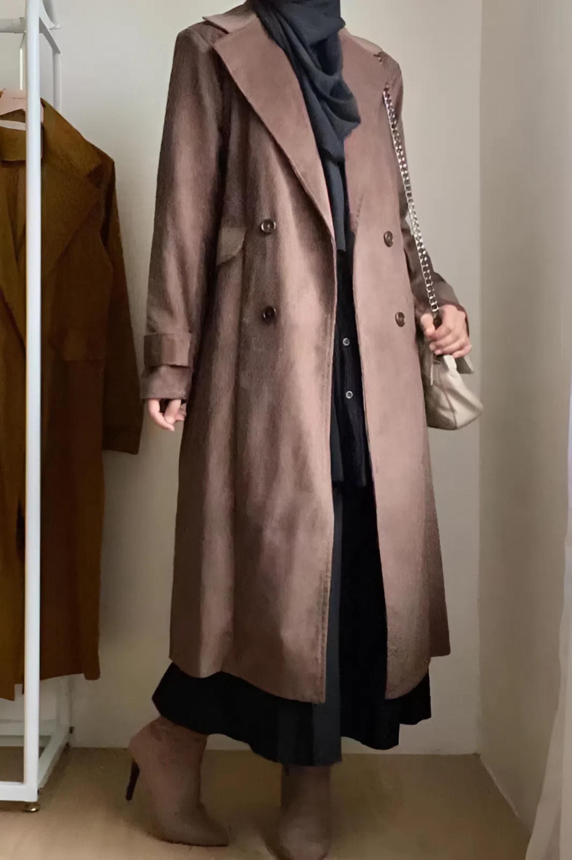 Corduroy Long Blazer: Vintage Double-Breasted Cotton Fall Coat