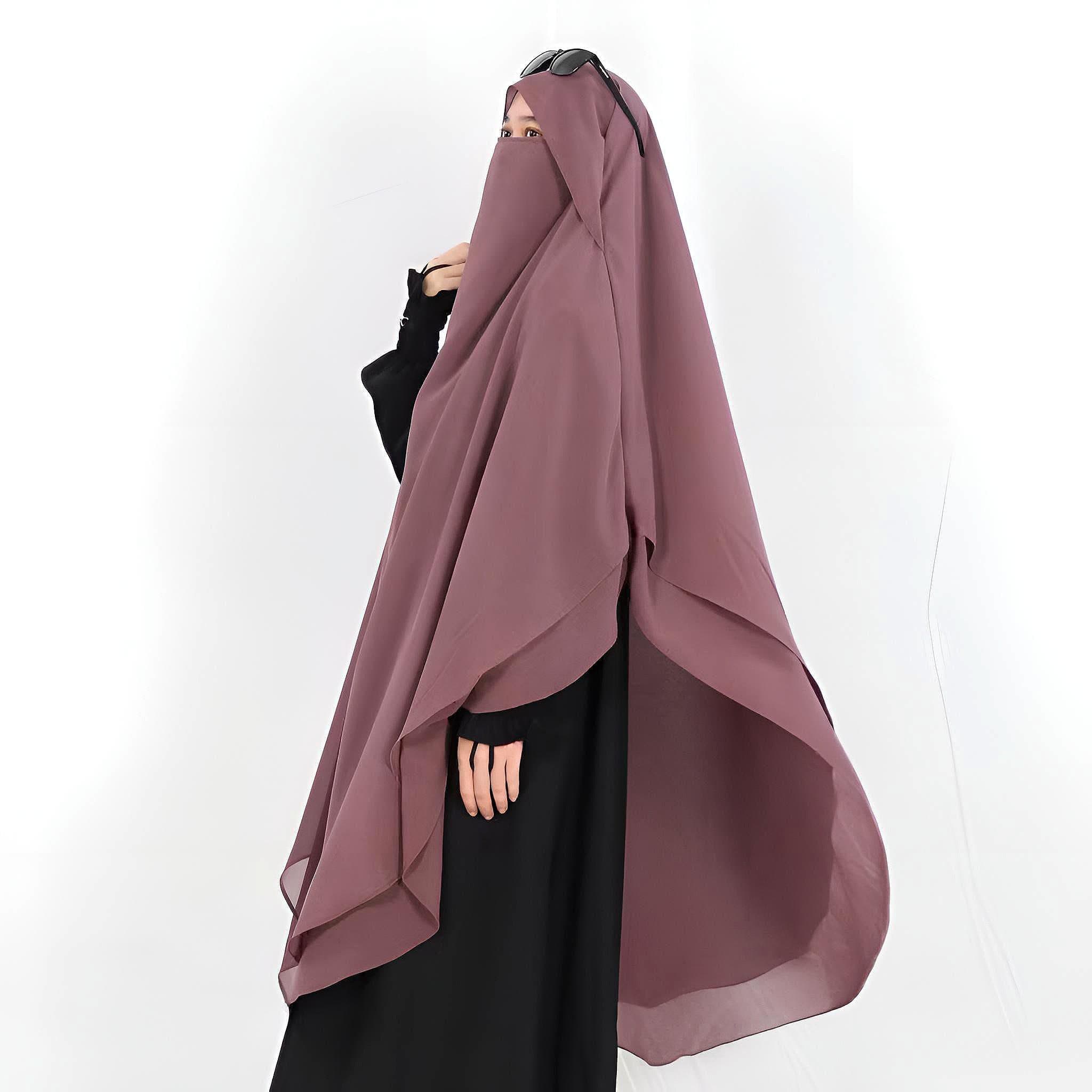 French Khimar Jilbab with Niqab, Premium Ceruty Babydoll, Two-Layer Hijab