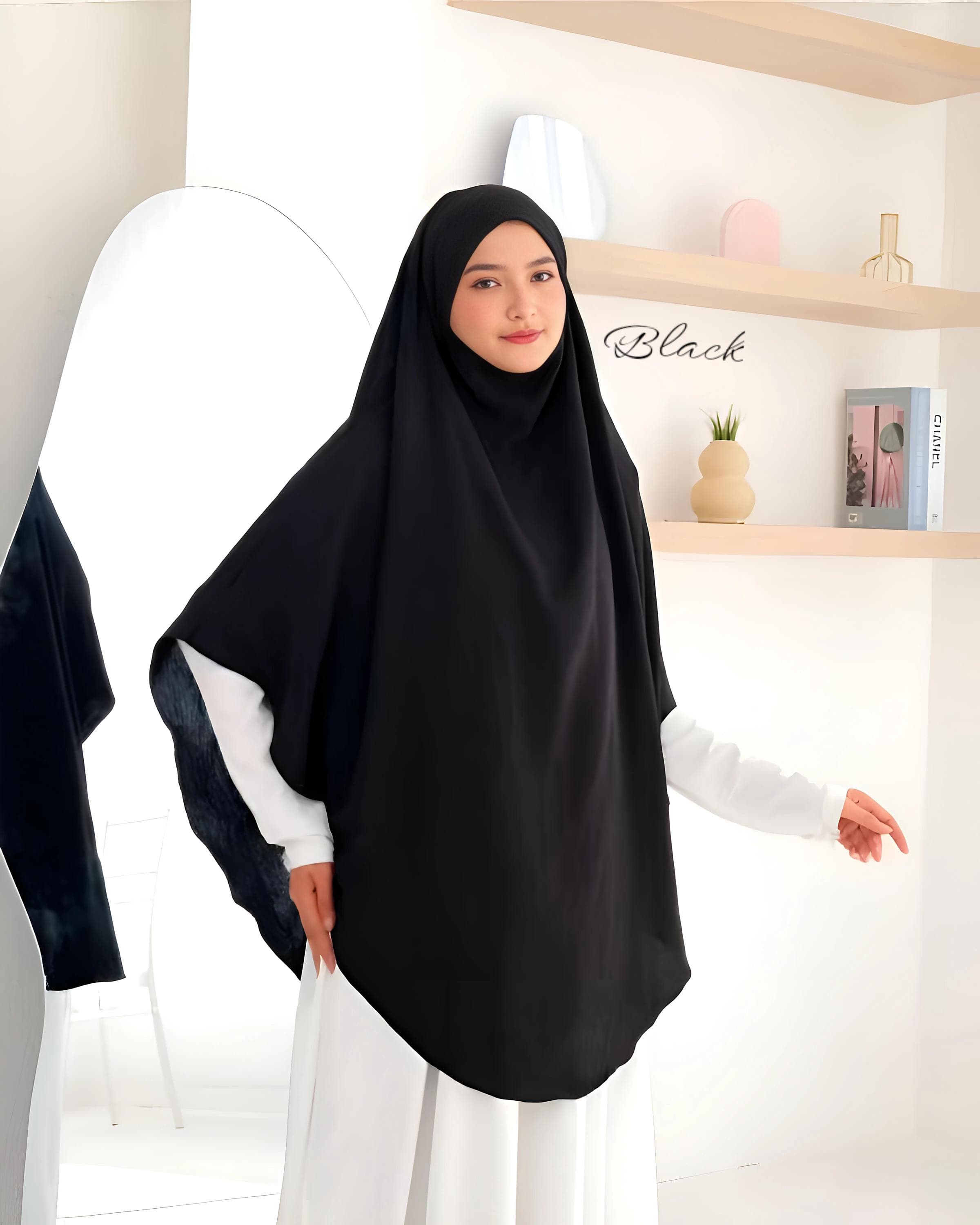 Crinkle Airflow French Khimar: Instant Hijab Jilbab with Niqab - image 4