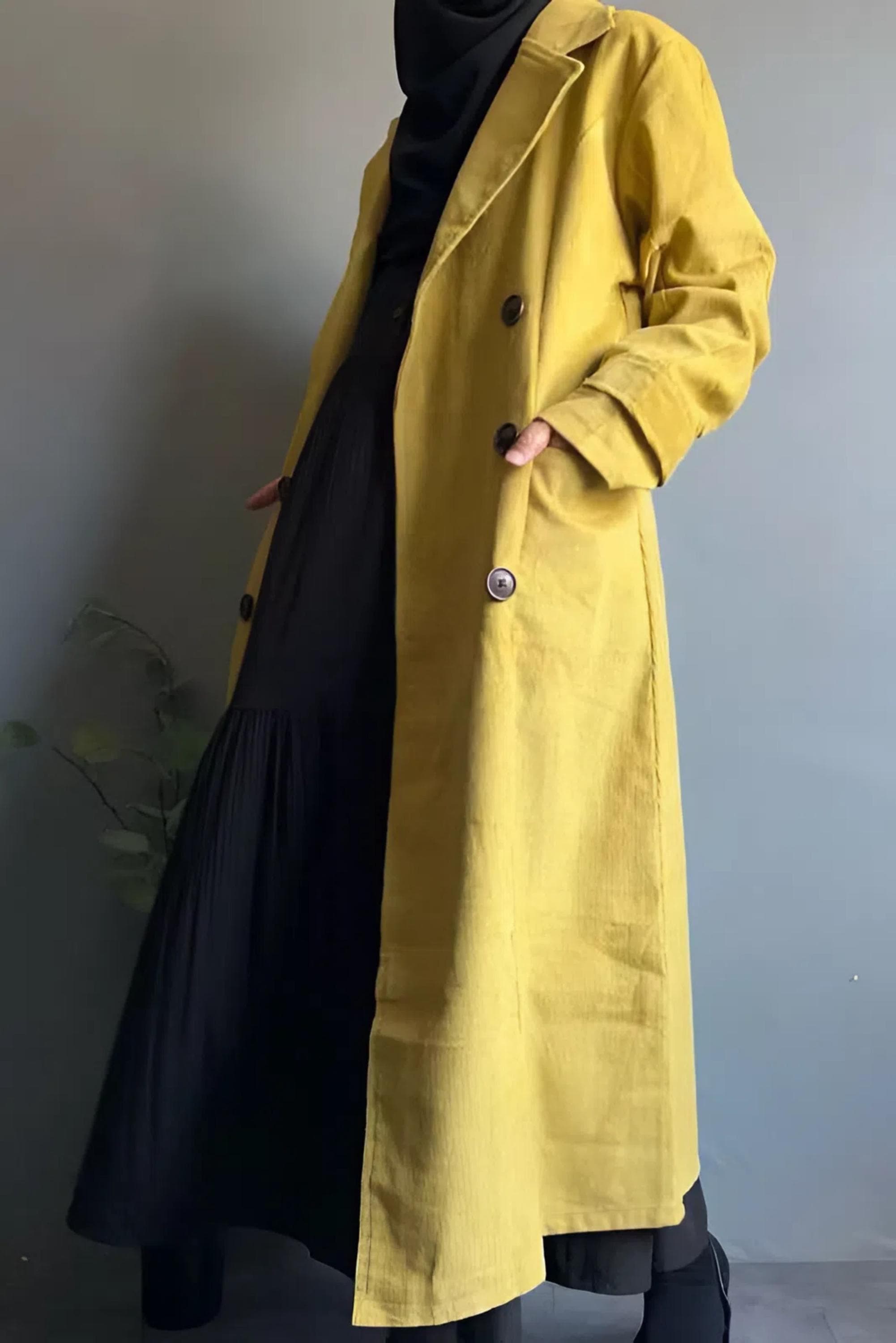 Corduroy Long Blazer: Vintage Double-Breasted Cotton Fall Coat - image 3