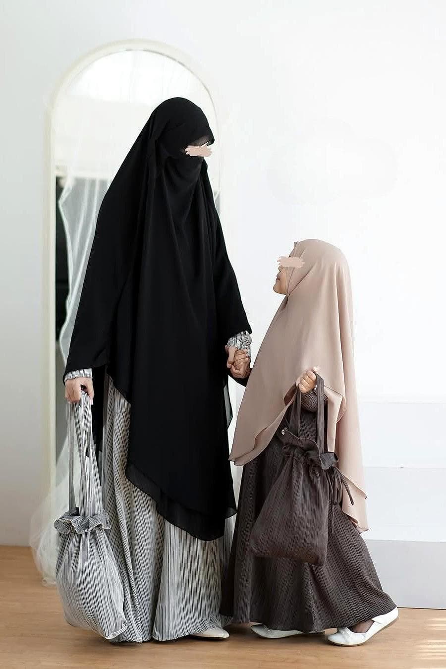 Marble Knit Abaya Khimar Set: Modest Muslim Dress Outfit - image 4