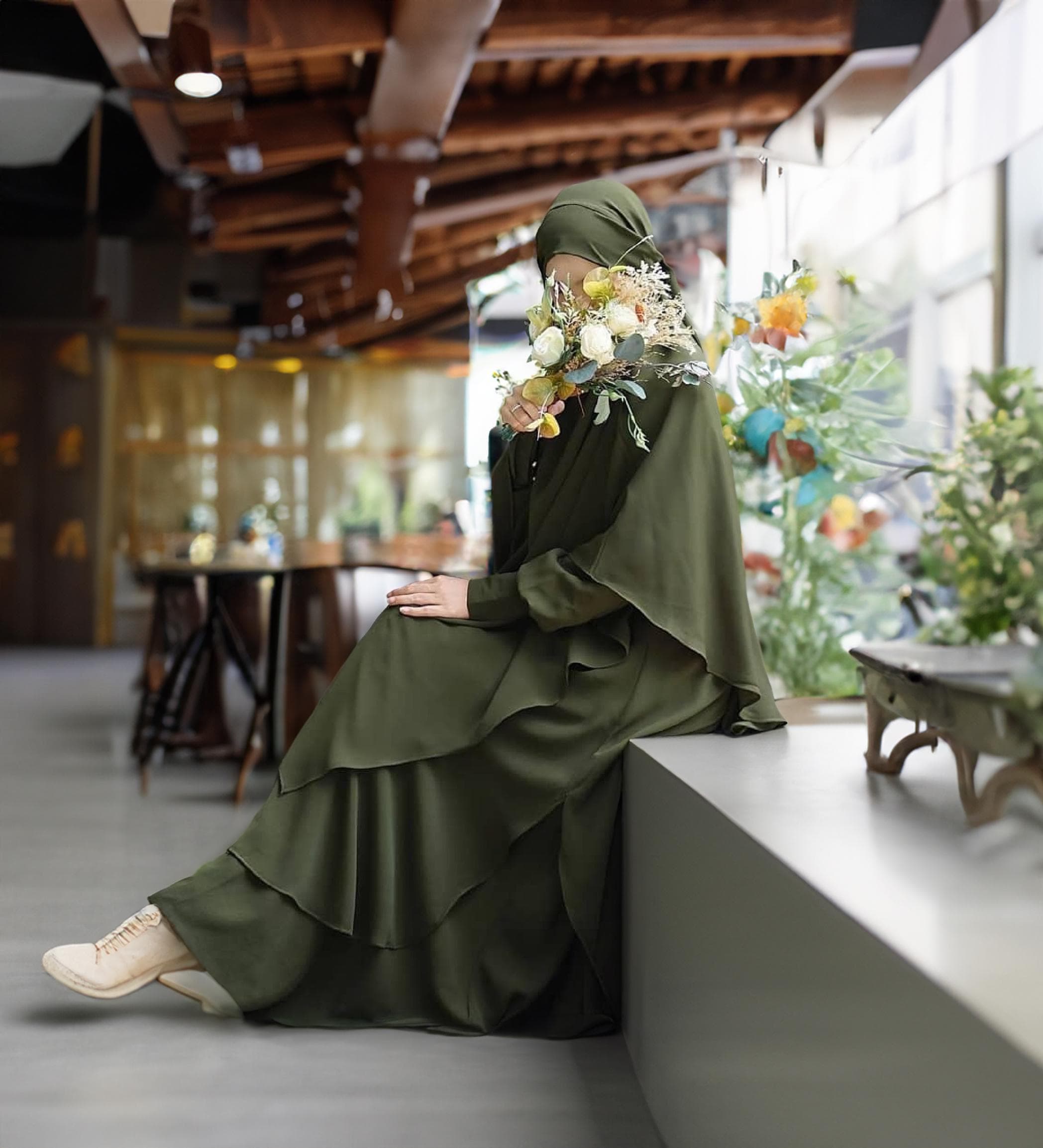 Modern Muslimah Abaya: French Khimar, Half Niqab, Islamic Prayer Dress - image 4