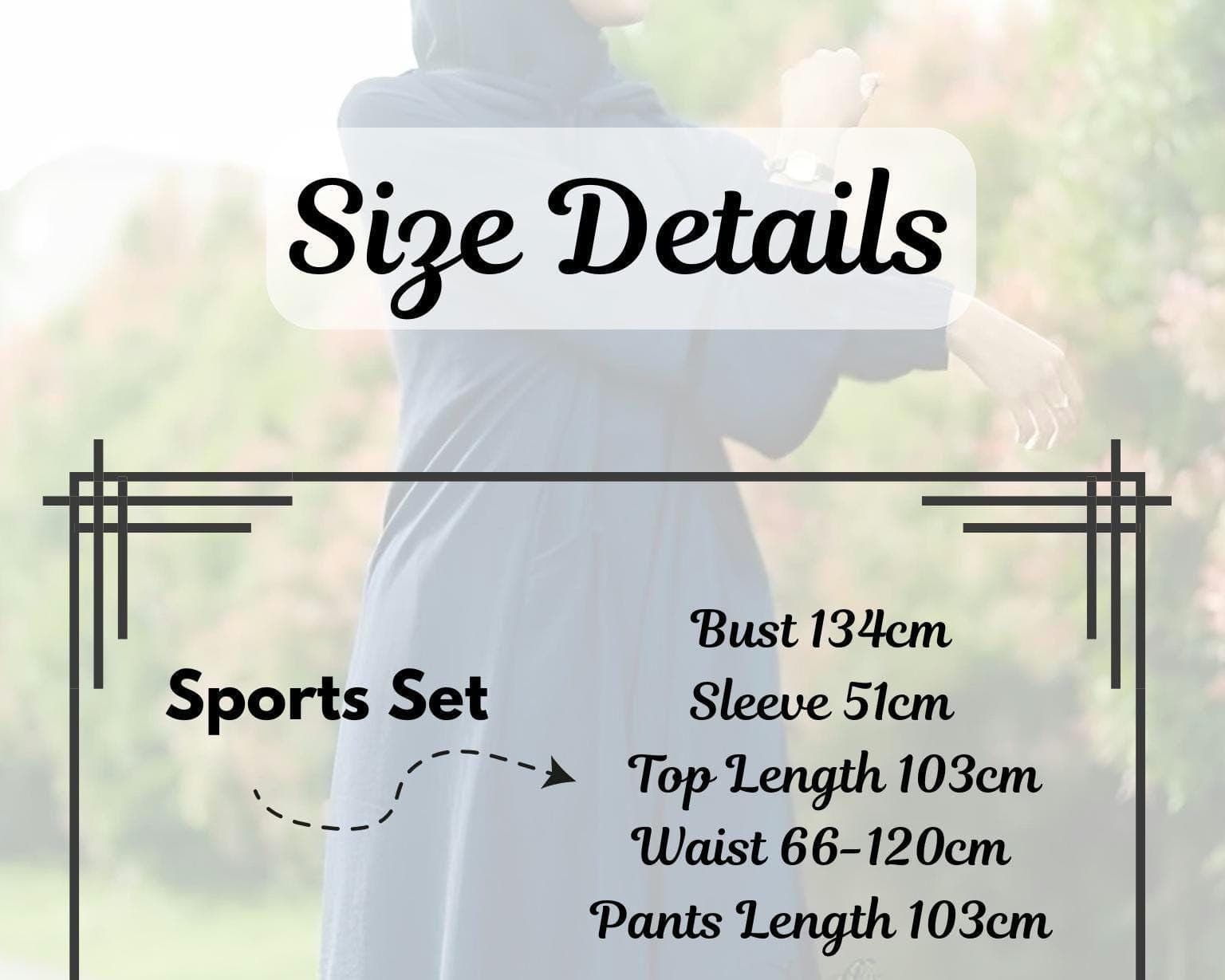 Muslim women modest sport set in apple green made from breathable Airflow crinkle fabric, featuring hooded long top and loose jogger pants, hijab-friendly activewear.