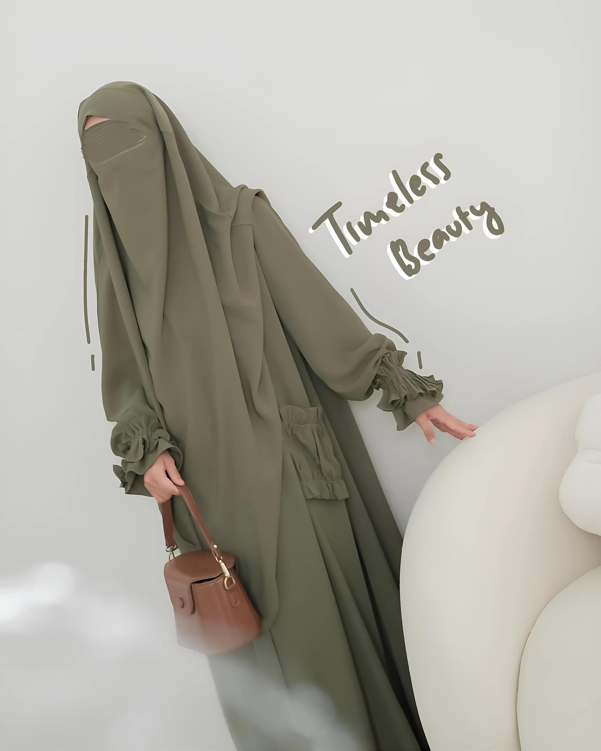 Pleated Abaya with French Khimar: Anti UV Muslim Dress - image 5
