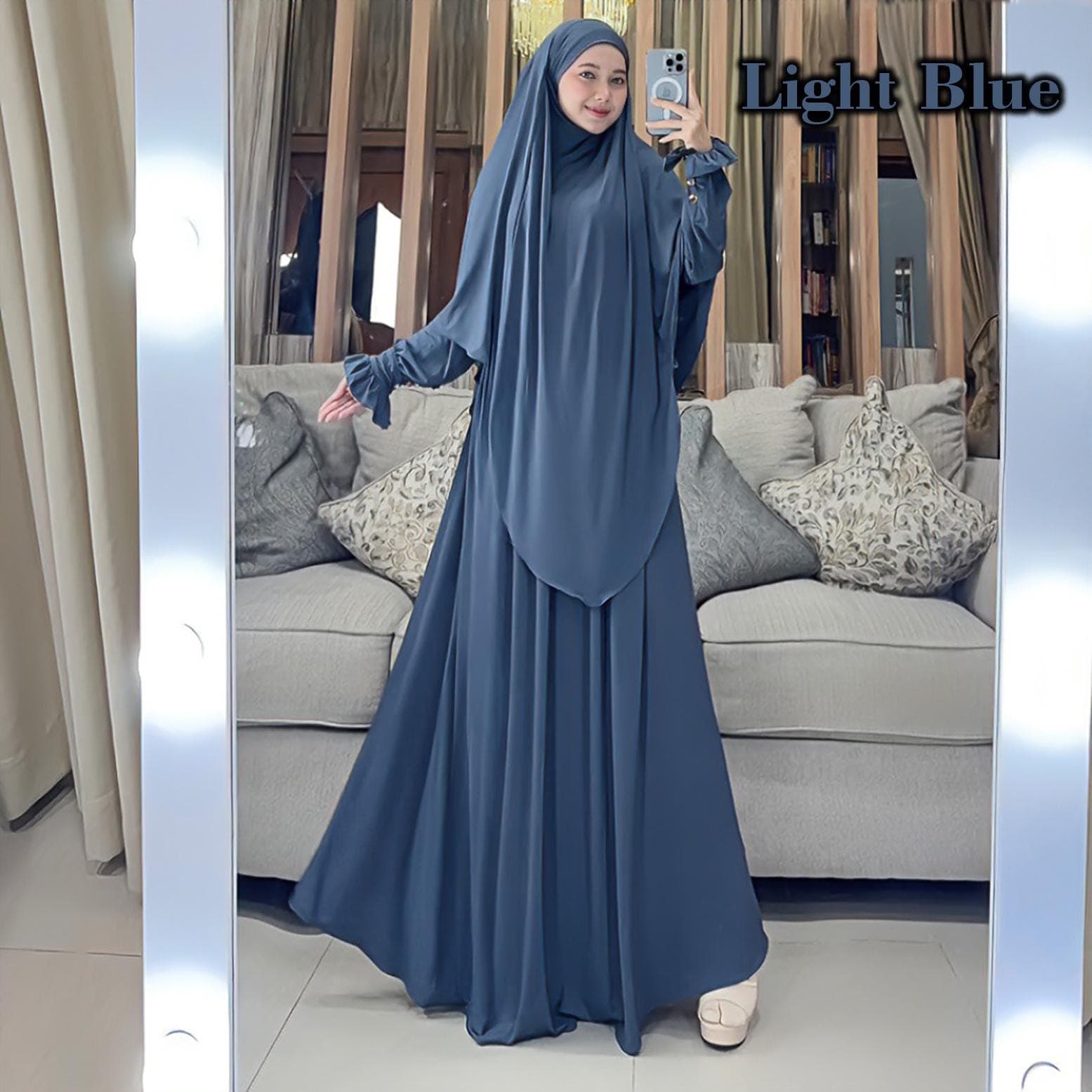 Jersey Abaya French Khimar Set: Modest Islamic Dress with Half Niqab - image 5