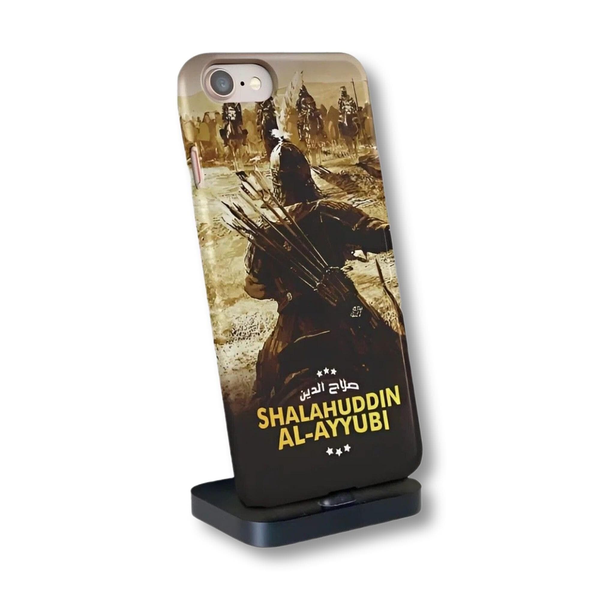 Detailed architectural art and historical figure illustrations printed on various premium phone case styles like tempered glass and matte black.