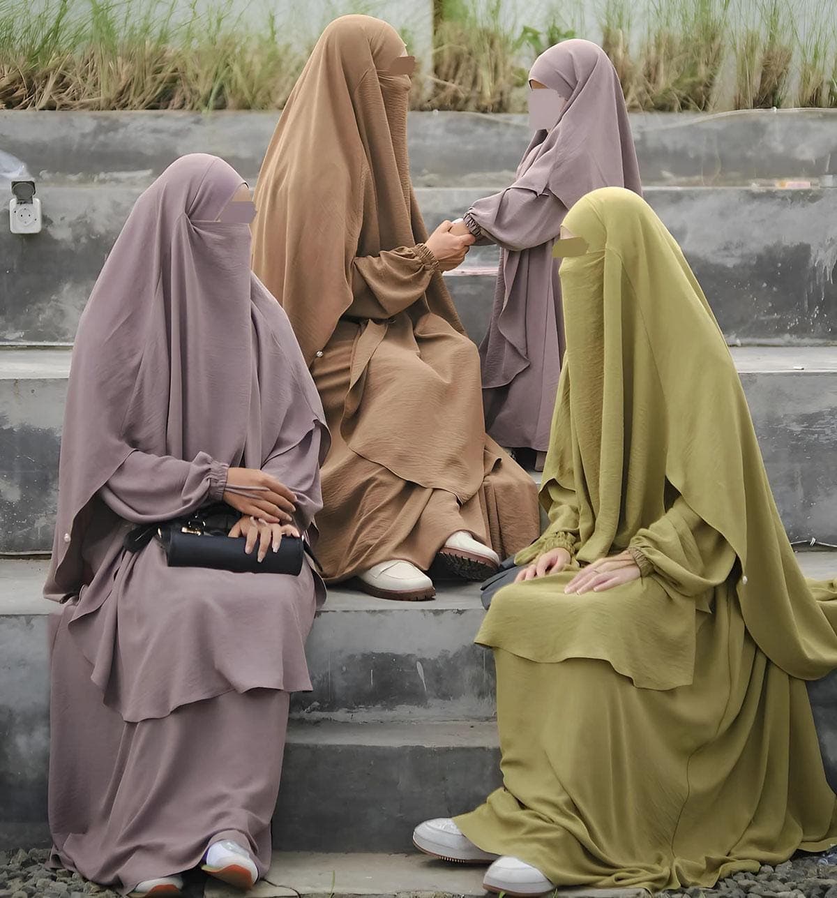Modest Abaya Khimar Set: Azzura Crinkle Islamic Prayer Dress