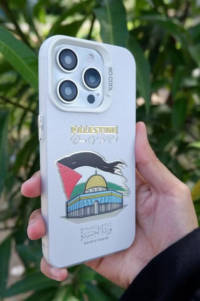 “Palestine phone case with Dome of the Rock illustration, Palestinian flag, UV-printed on soft silicone glossy cover for iPhone and Samsung”