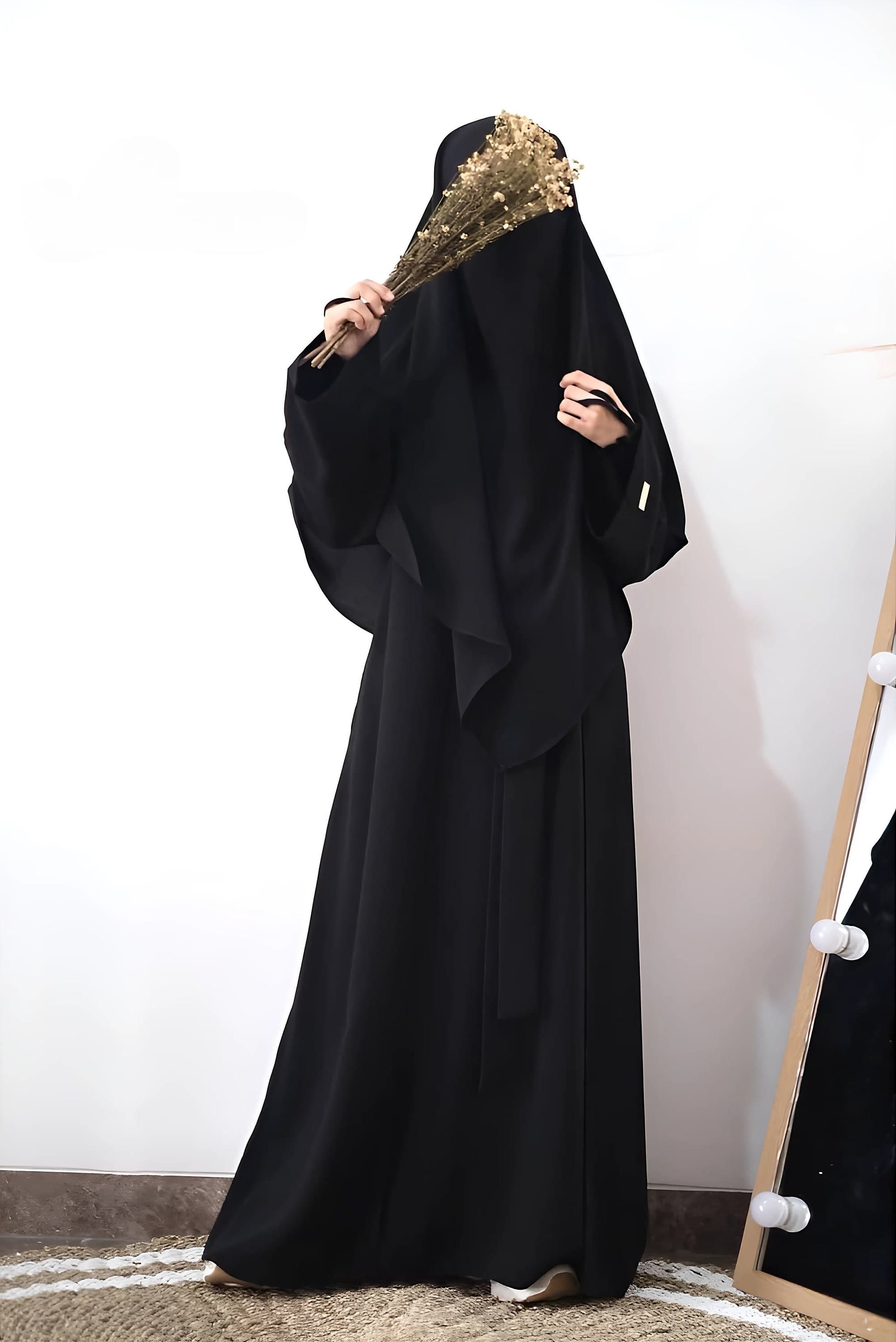 Fortaleza Fabric Abaya Dress with French Khimar & Adjustable Vest - image 5