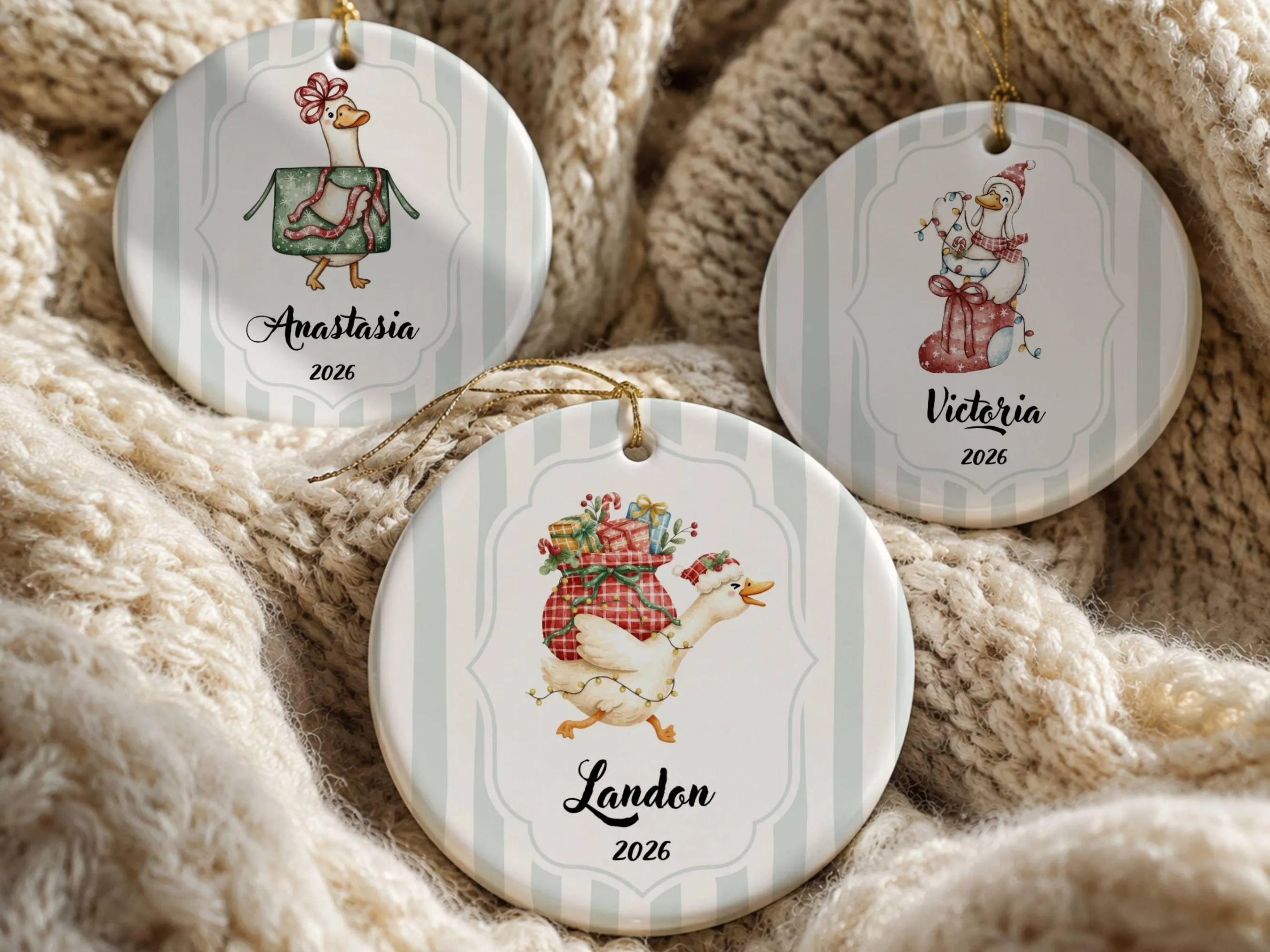 Silly Goose Personalized Ornament • Custom Name Tag Christmas Ornament • Funny Family & Friend Gift Label