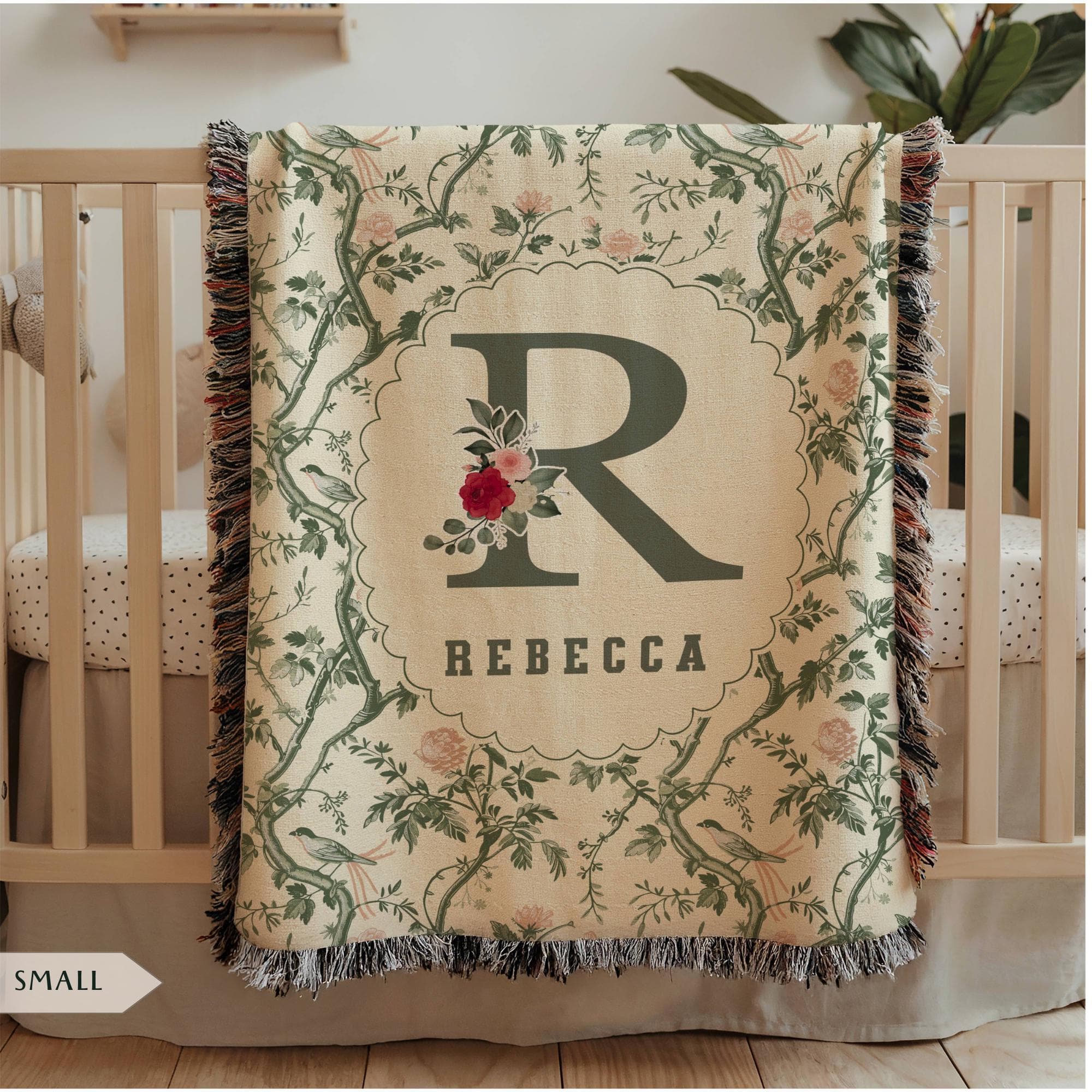 Personalized Baby Name Blanket, Monogram Nursery Throw, First Christmas Grandkid Gift, Custom Woven Newborn Keepsake, Baby Shower Gift
