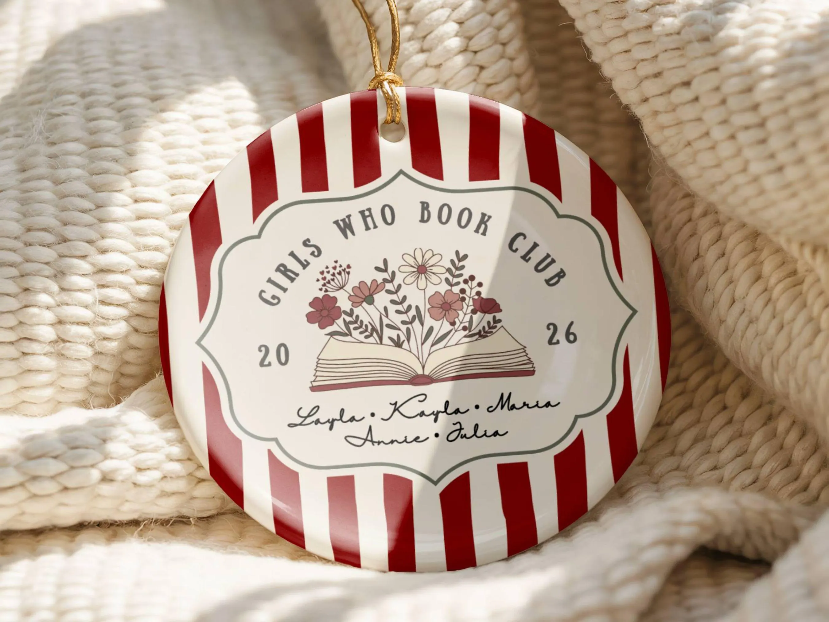 Personalized Book Club Ornament | Book Club Gift for Friends | Custom Book Lover Christmas Ornament 2026