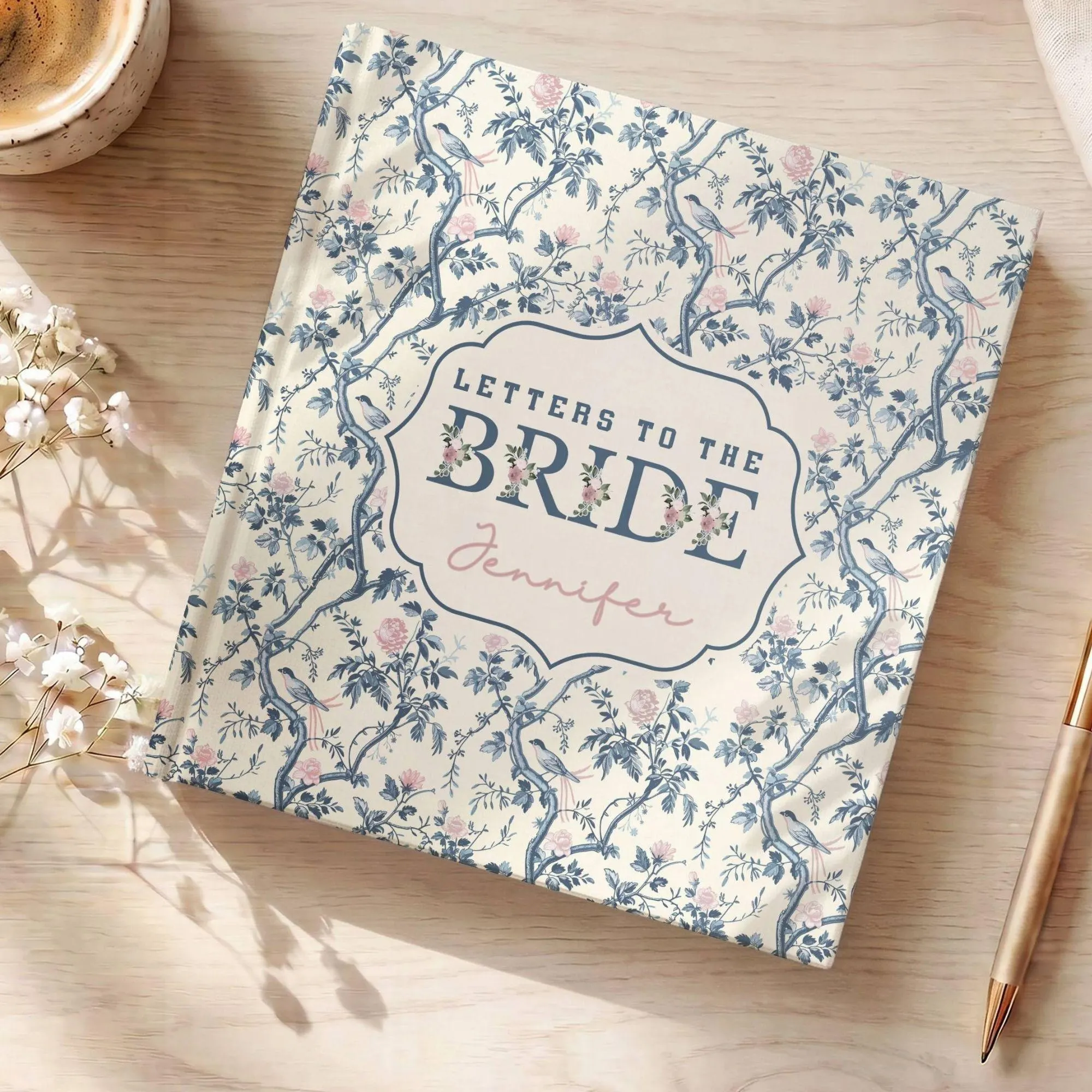 Letters to the Bride Guest Book, Personalized Bridal Shower Guestbook, Wedding Advice Book, Bride Keepsake, Toile Bride Gift