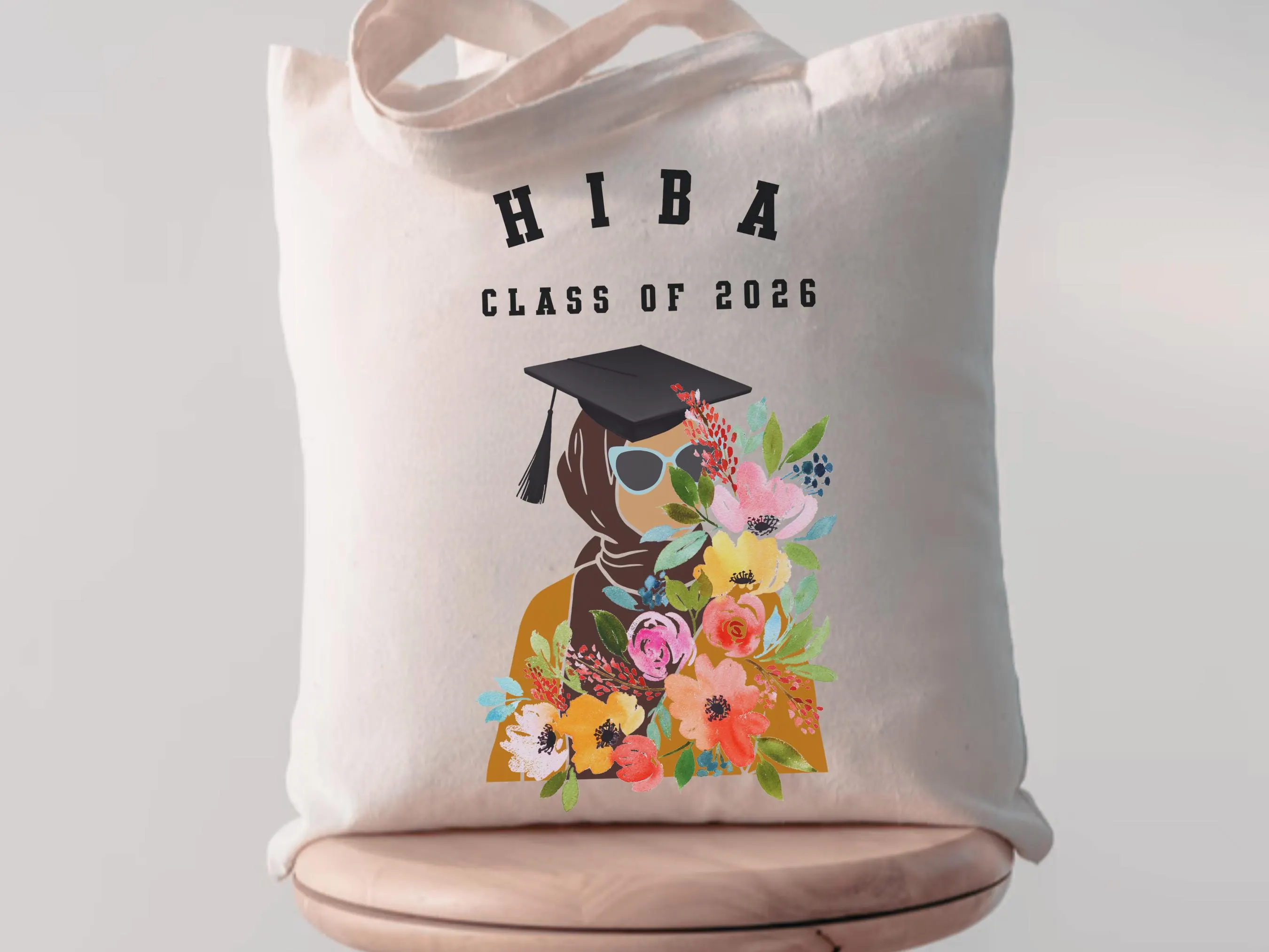 Personalized Hijabi Graduation Tote Bag, Muslim Grad Gift for Her, Custom Name & Year Tote, Senior Graduate Gift - image 5