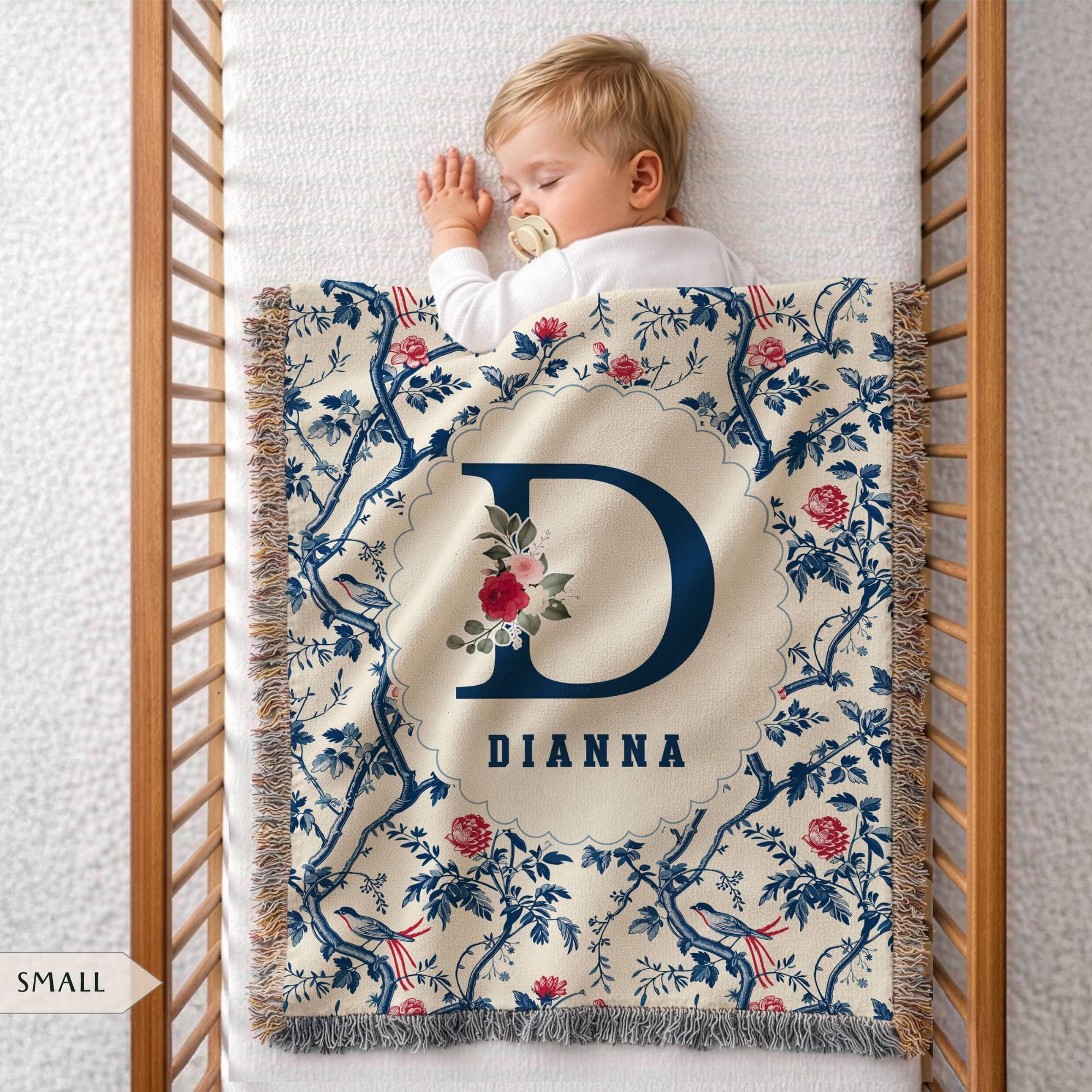 Personalized Baby Name Blanket, Monogram Nursery Throw, First Christmas Grandkid Gift, Custom Woven Newborn Keepsake, Baby Shower Gift - image 3