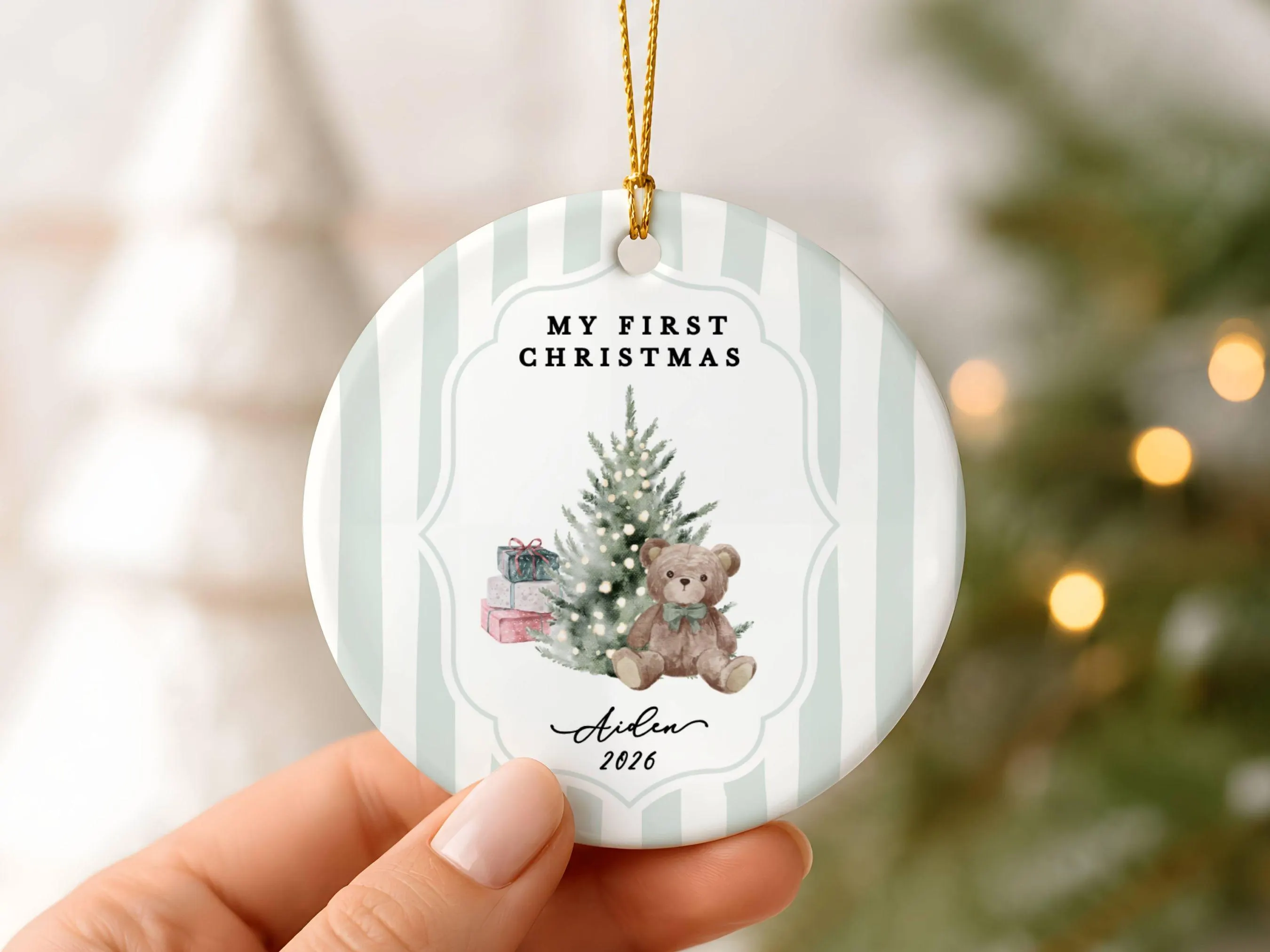 Baby’s First Christmas Ornament • Personalized Baby Name Keepsake • Teddy Bear Christmas Ornament 2026 - image 5