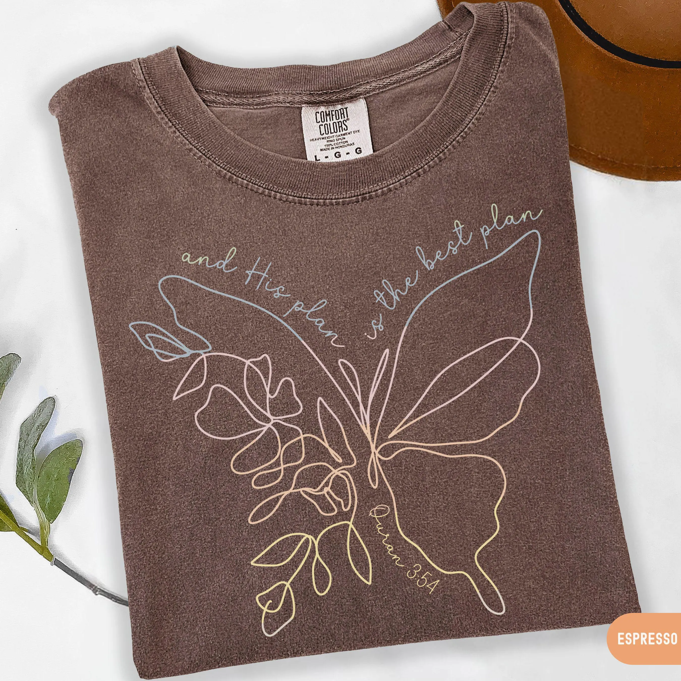Muslim Womans Butterfly Comfort Colors® Shirt, Islamic Reminder God's Plan Quran Verse T-shirt, Spiritual Gift - image 5