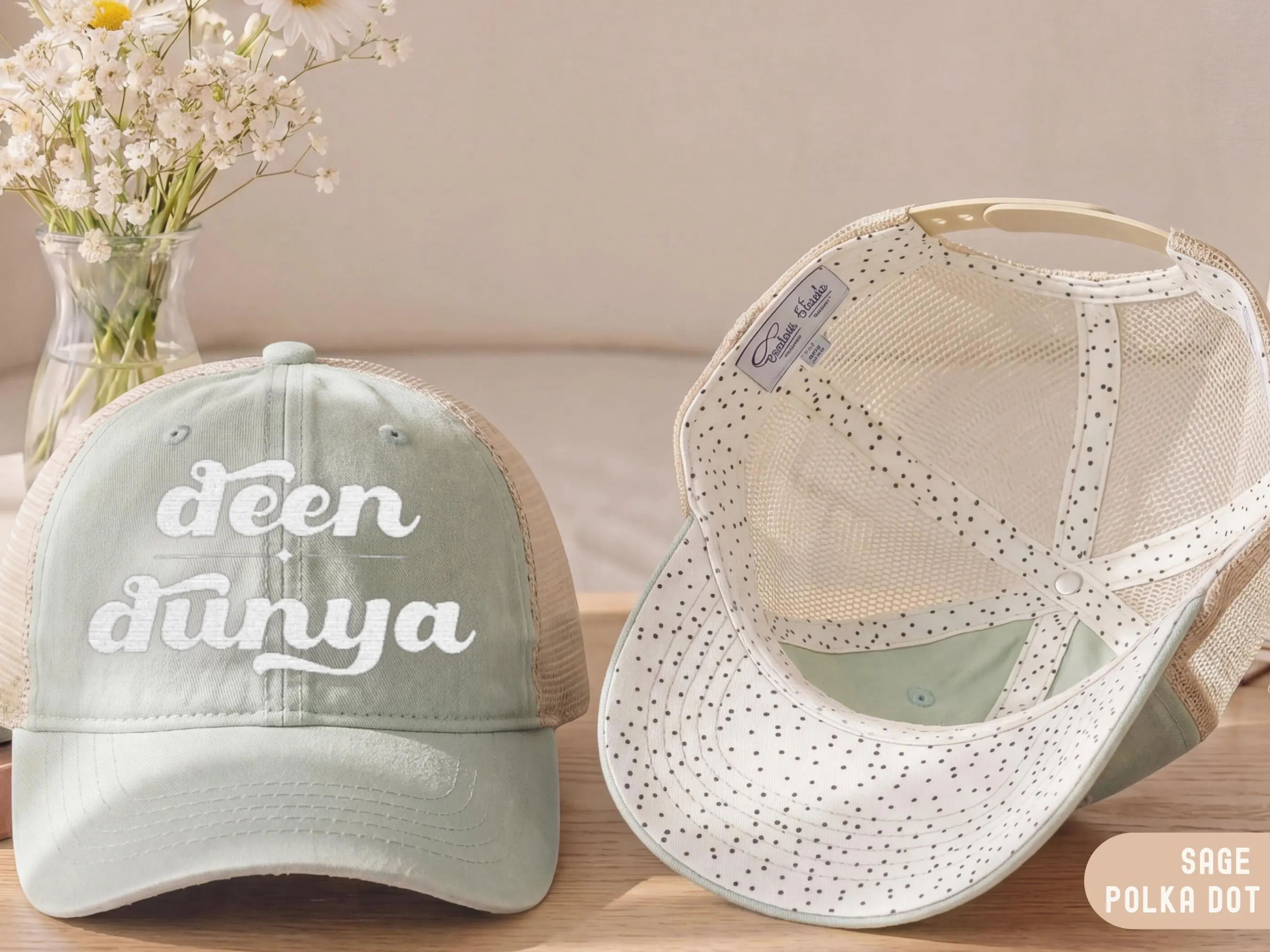 Deen Over Dunya Embroidered Trucker Hat, Islamic Aesthetic Cap, Muslim Gift for Women, Modest Streetwear Hat, Faith Inspired Hat - image 2