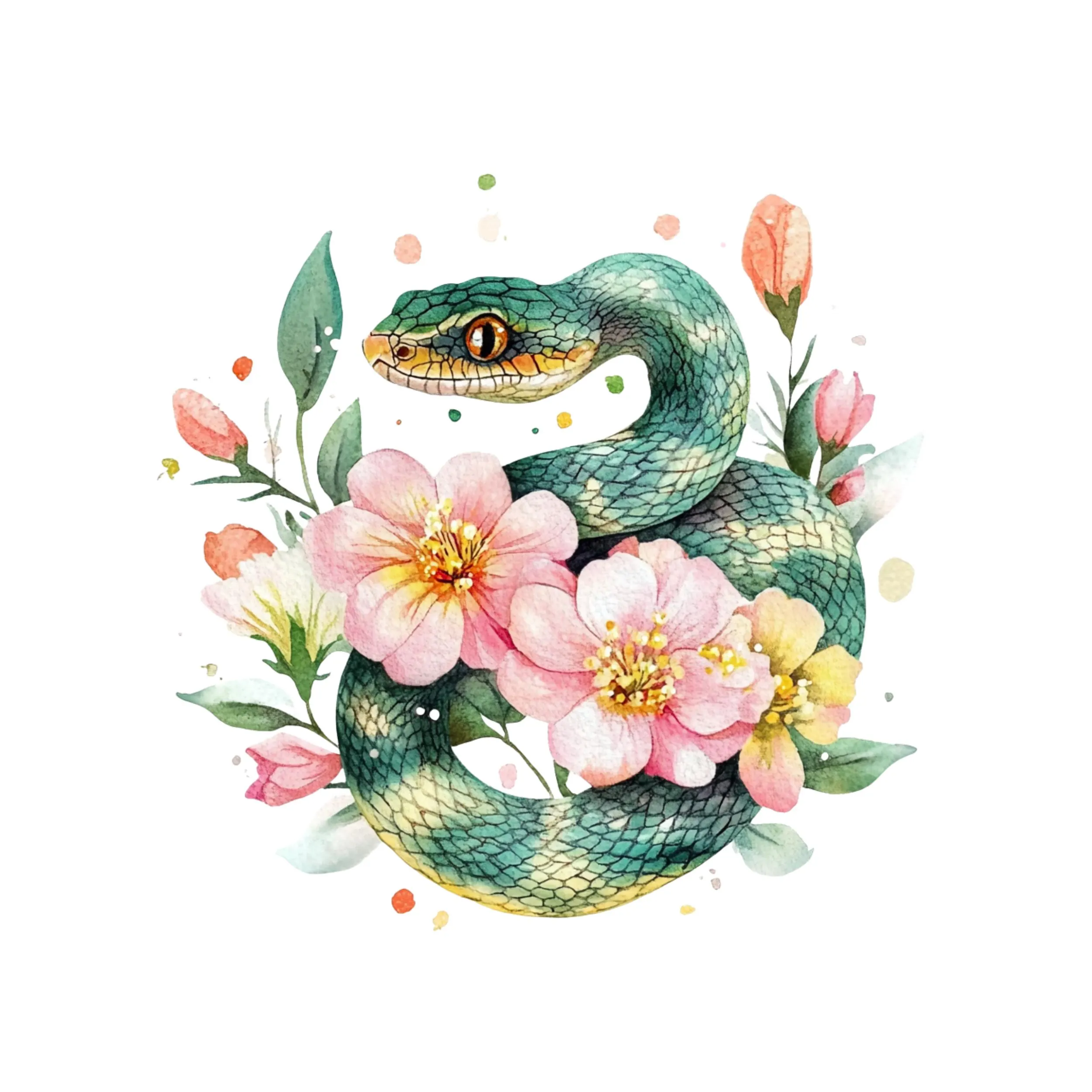 Snake Clipart, Reptile Clipart, Bow Clipart, Snake Clipart, spring floral, spring floral, spring theme, snake flower,snake floral, snake png - image 3