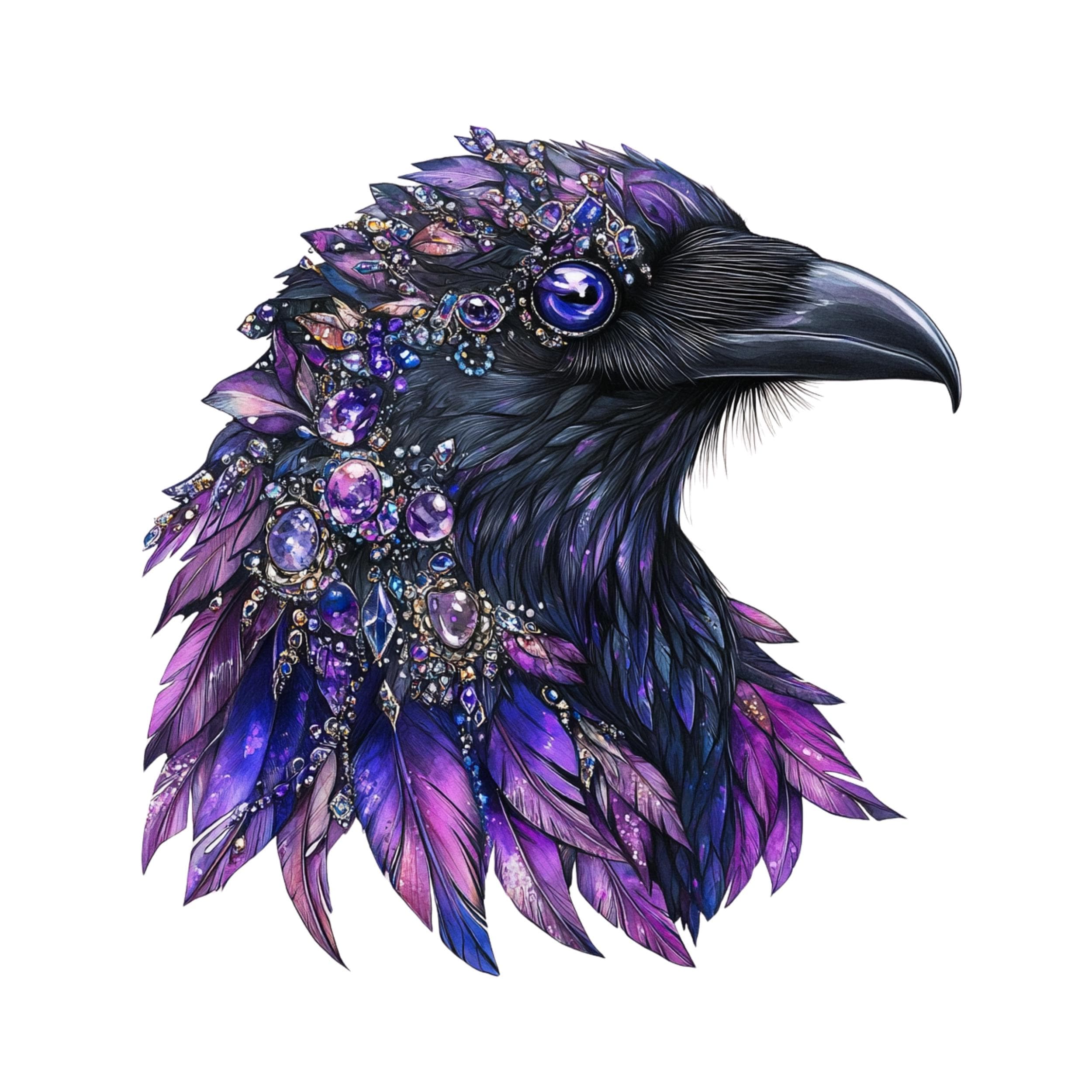 Raven Jeweled Clipart, Raven crow bird Clipart PNG, Raven And Jewelry Clipart, Halloween crow, Gothic clipart, Crow Bird clipart, Raven art - image 5