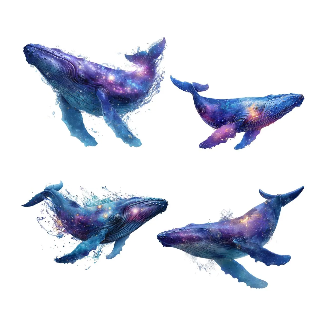 Whale In Sea Clipart, Whale art design cosmic,Nautica clipart, Whale clipart Whale Illustration, Nautical, Blue Whale,Nautical watercolor - image 4