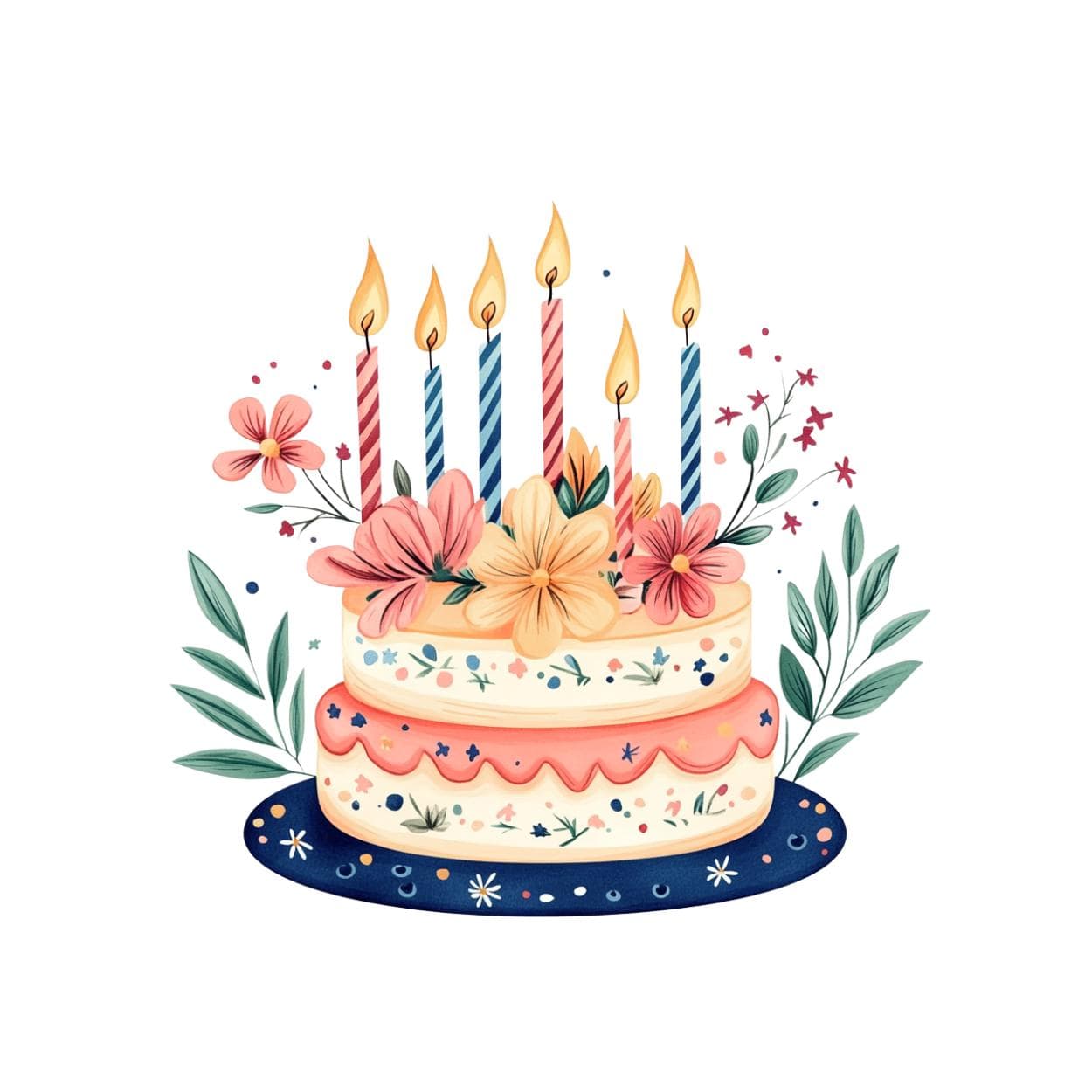 Birthday Cake Clipart, Cake and flower clipart, Watercolor Birthday Cake PNG, Birthday clipart png, Birthday Party Clipart, Birthday cakes - image 4