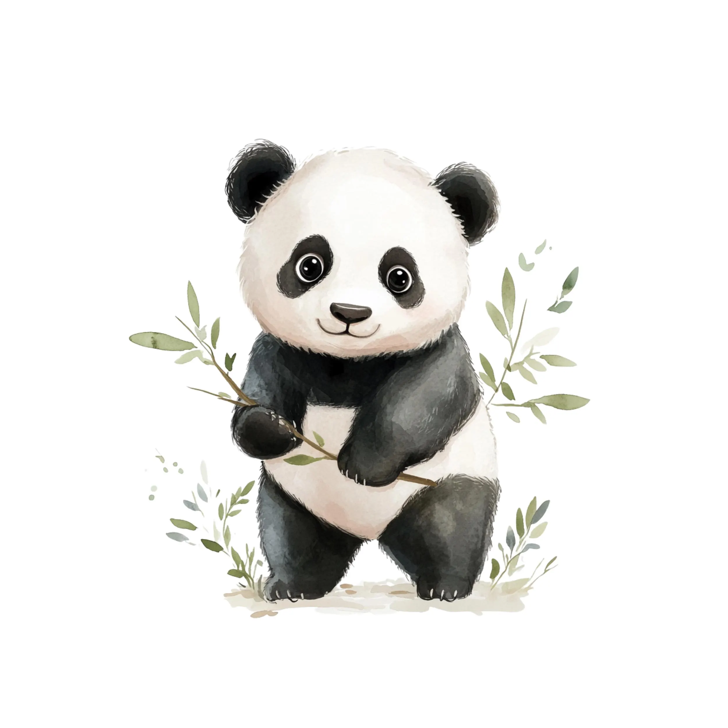 Cute Panda Watercolor Clipart, Adorable Panda Clipart ,Baby cute panda, Funny Panda clipart, panda eating, adorable panda, baby panda png - image 2