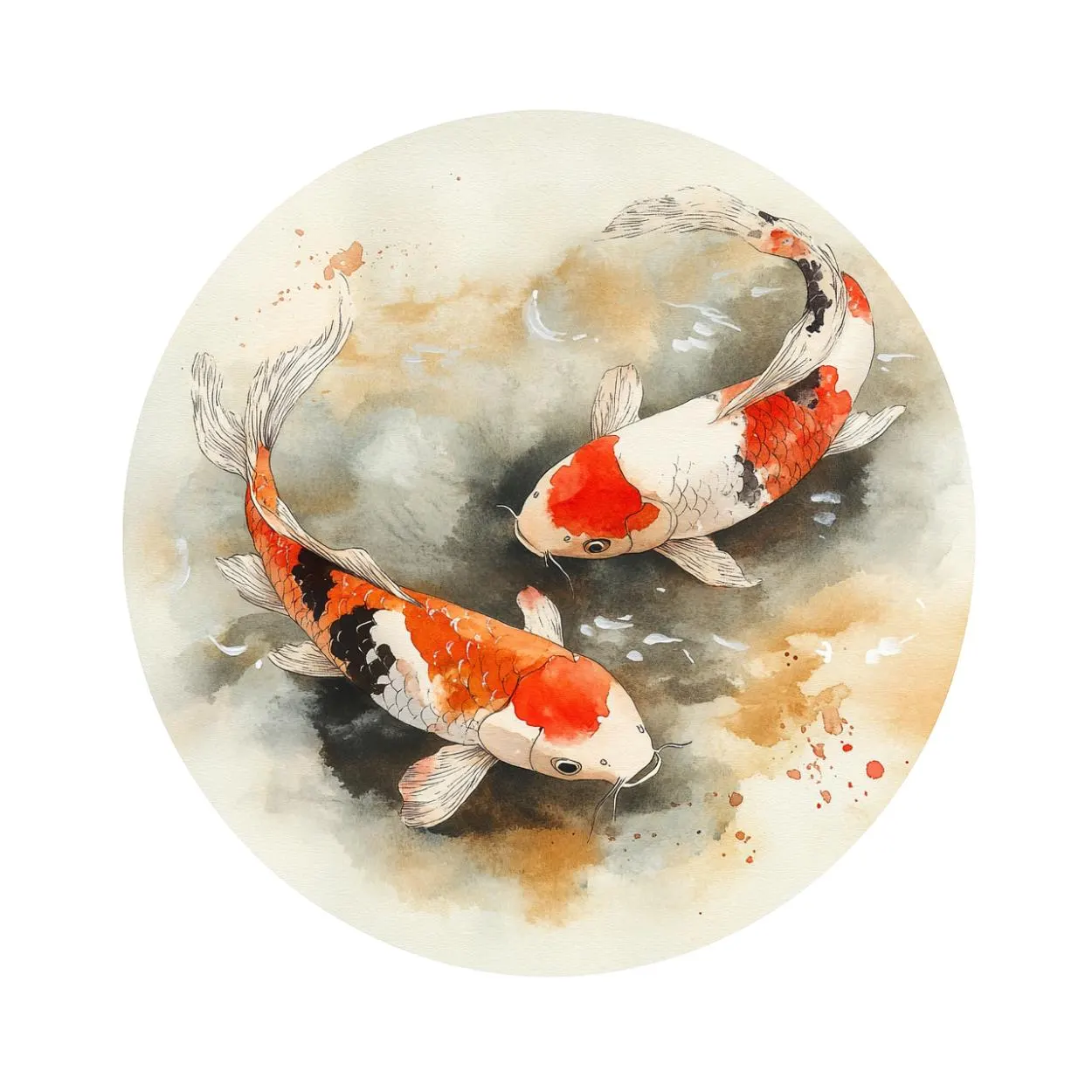 Watercolor Koi Fish clipart, Koi Fish images png , koi fish illustration, koi fish, Japanese Koi fish, Koi fish asian fish clipart, Koi Fish - image 5