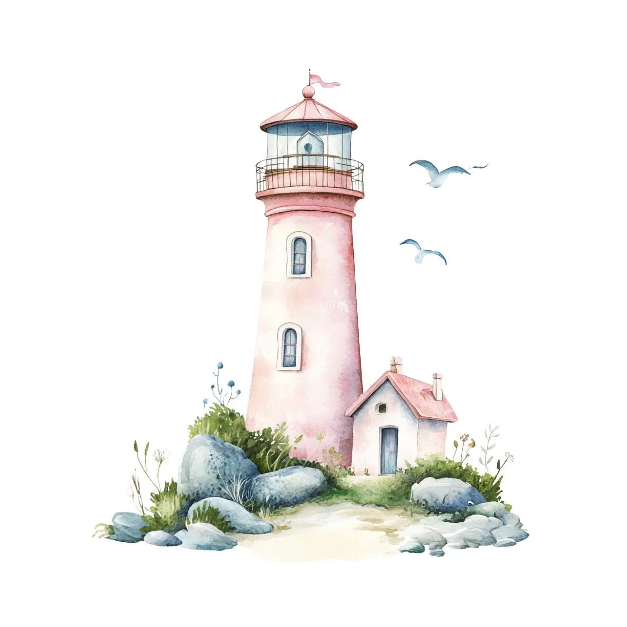 Watercolor Lighthouse Clipart, Beach,Light House Clipart,Ocean Landscape,Coastal Clipart,Light House clipart png,Light house pastel,Nautical - image 3