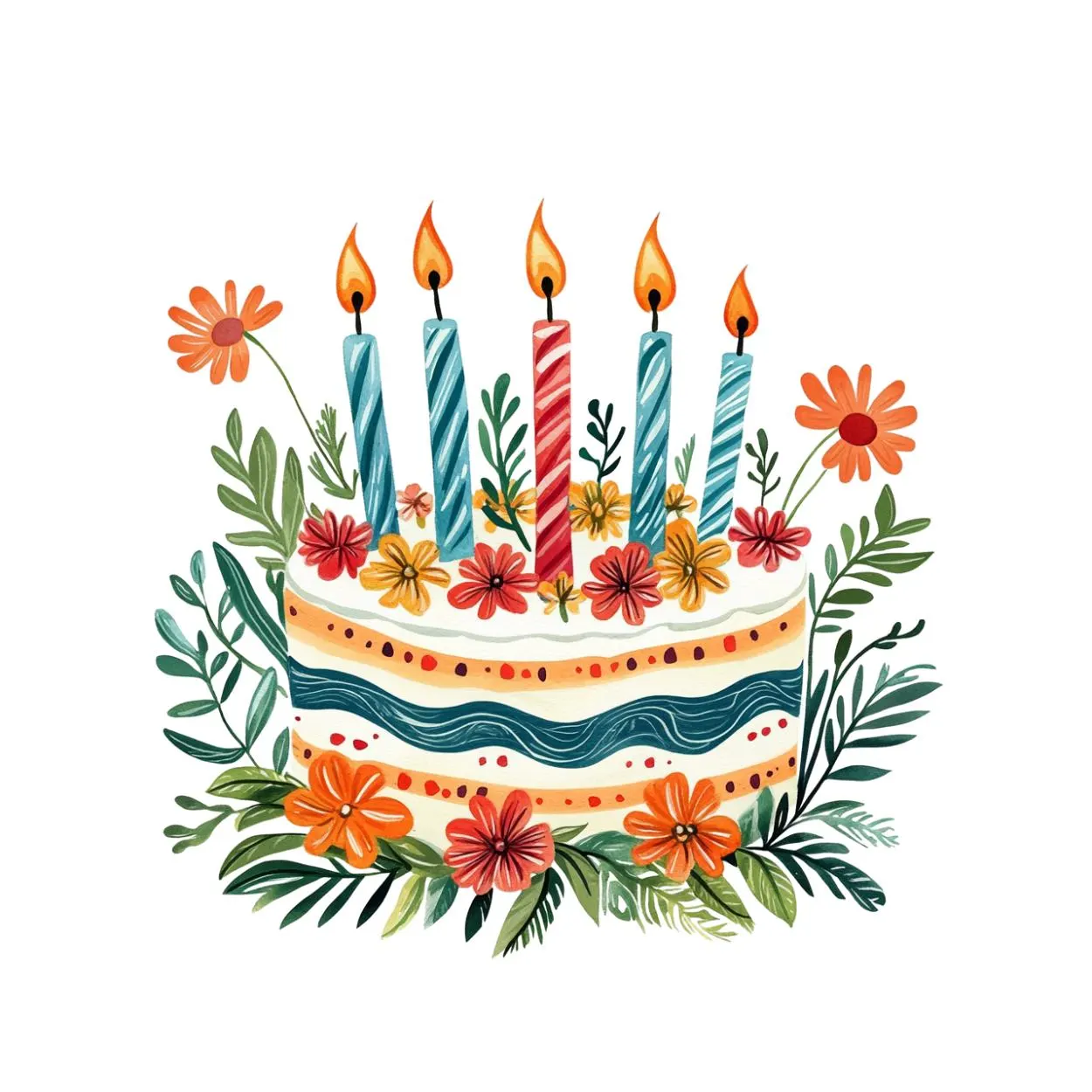 Birthday Cake Clipart, Cake and flower clipart, Watercolor Birthday Cake PNG, Birthday clipart png, Birthday Party Clipart, Birthday cakes - image 3