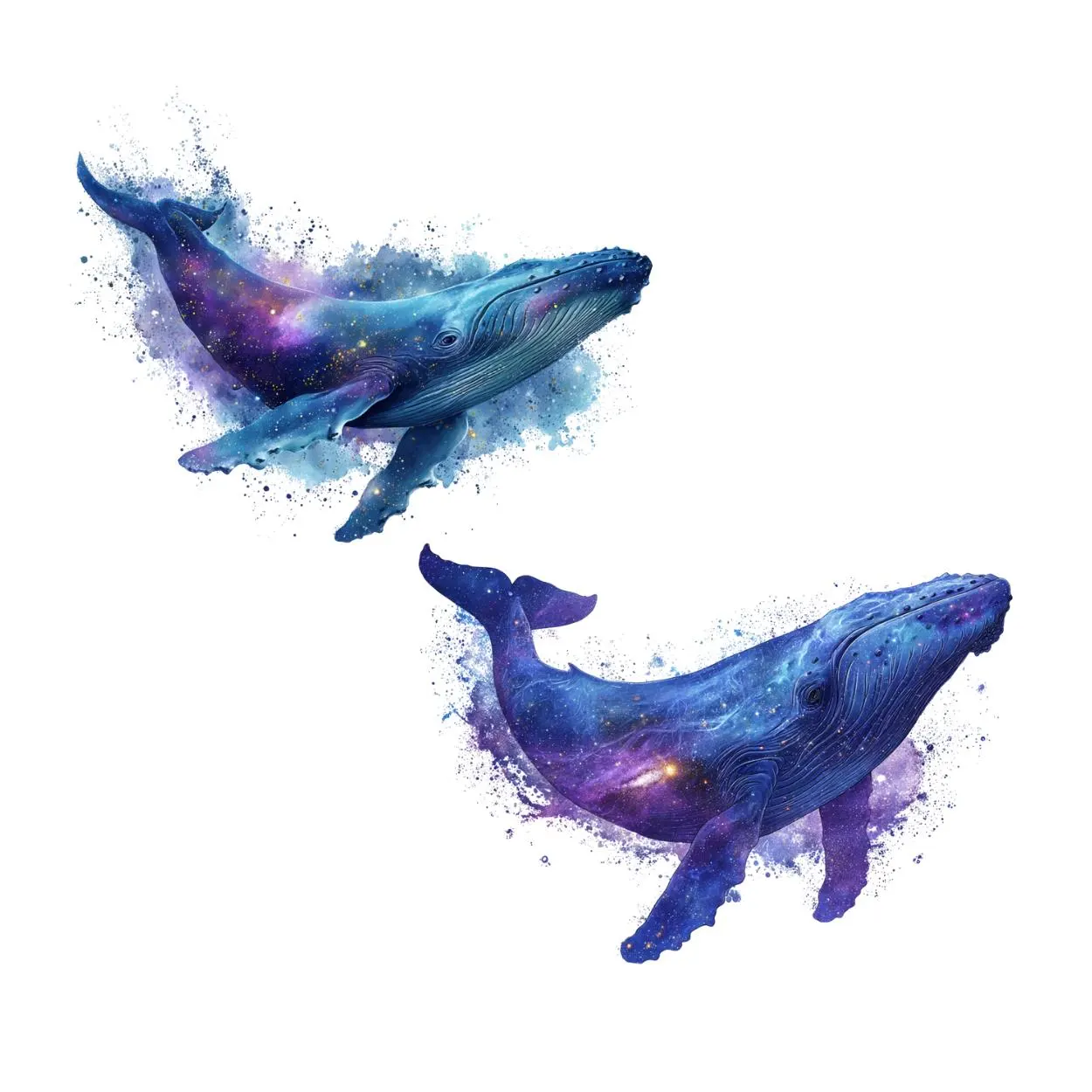Whale In Sea Clipart, Whale art design cosmic,Nautica clipart, Whale clipart Whale Illustration, Nautical, Blue Whale,Nautical watercolor - image 3