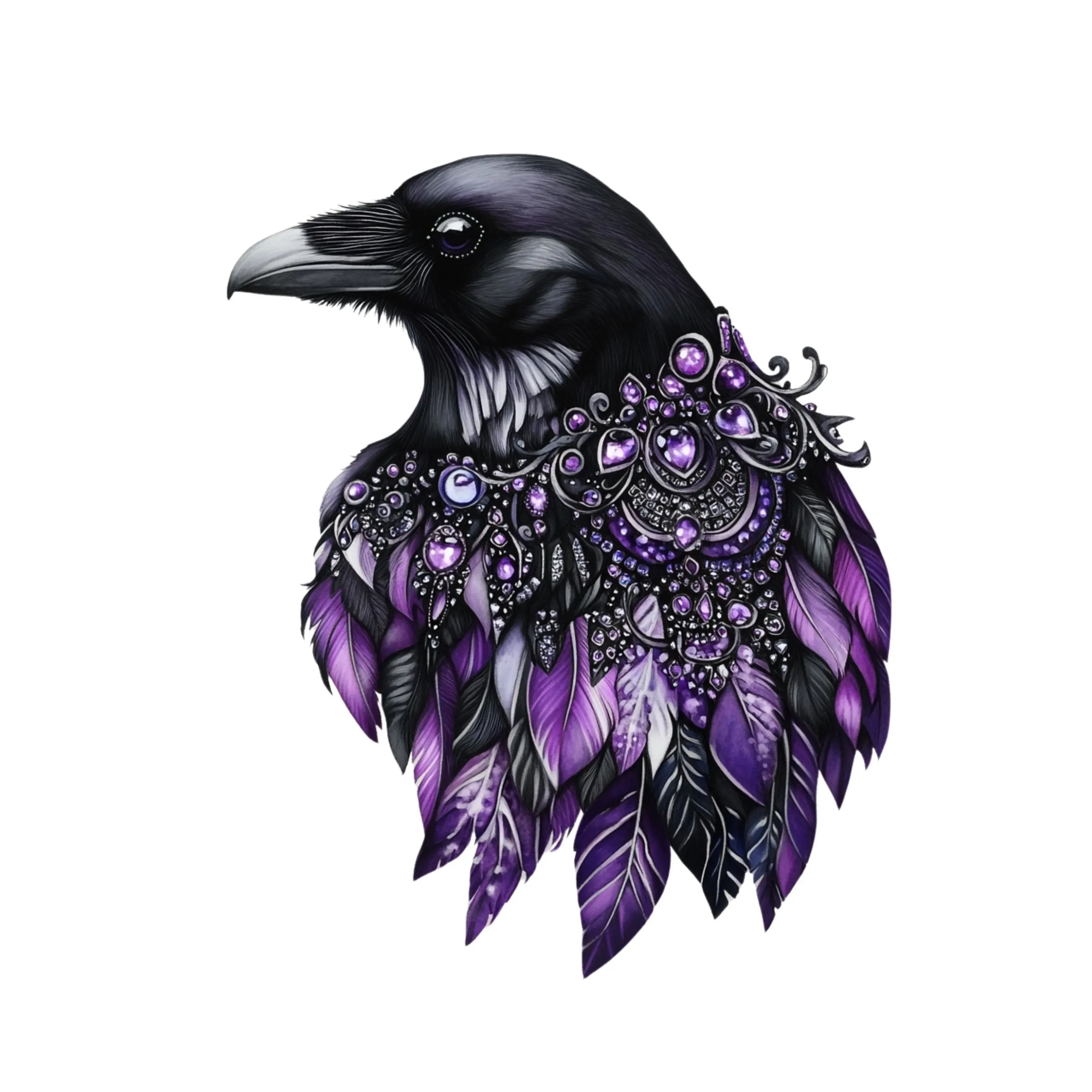 Raven Jeweled Clipart, Raven crow bird Clipart PNG, Raven And Jewelry Clipart, Halloween crow, Gothic clipart, Crow Bird clipart, Raven art - image 4