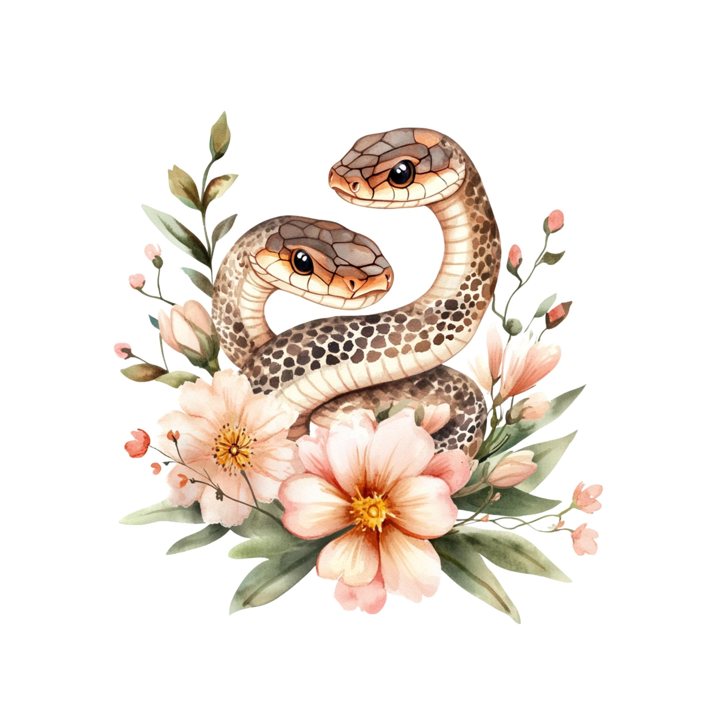 Snake Clipart, Reptile Clipart, Bow Clipart, Snake Clipart, spring floral, spring floral, spring theme, snake flower,snake floral, snake png - image 5
