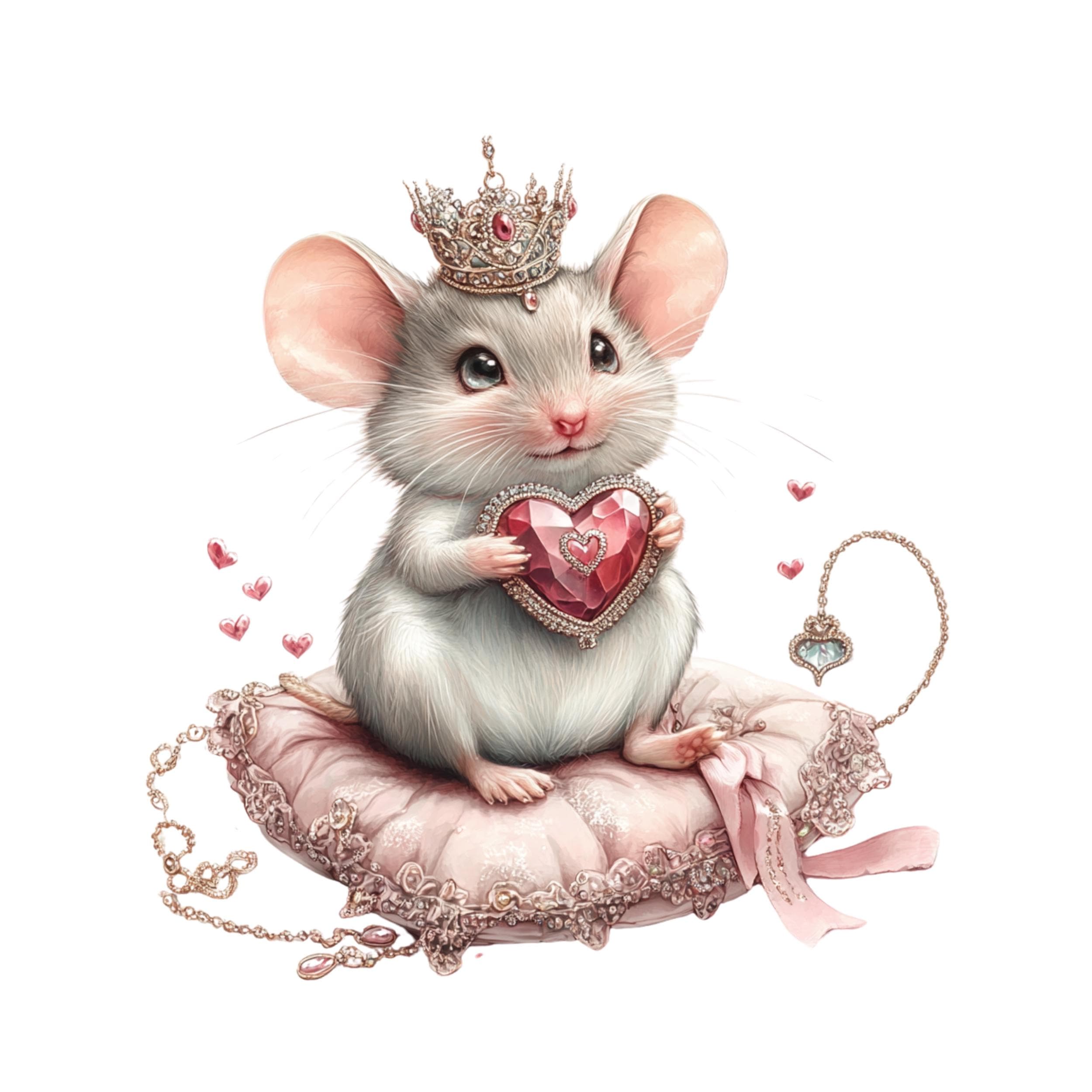 Little Mouse and gemstone Clipart , Cute Mouse Clipart, Princess Mouse ,Watercolor Mouse clipart,cute mice,Adorable Mouse Nursery clipart - image 3