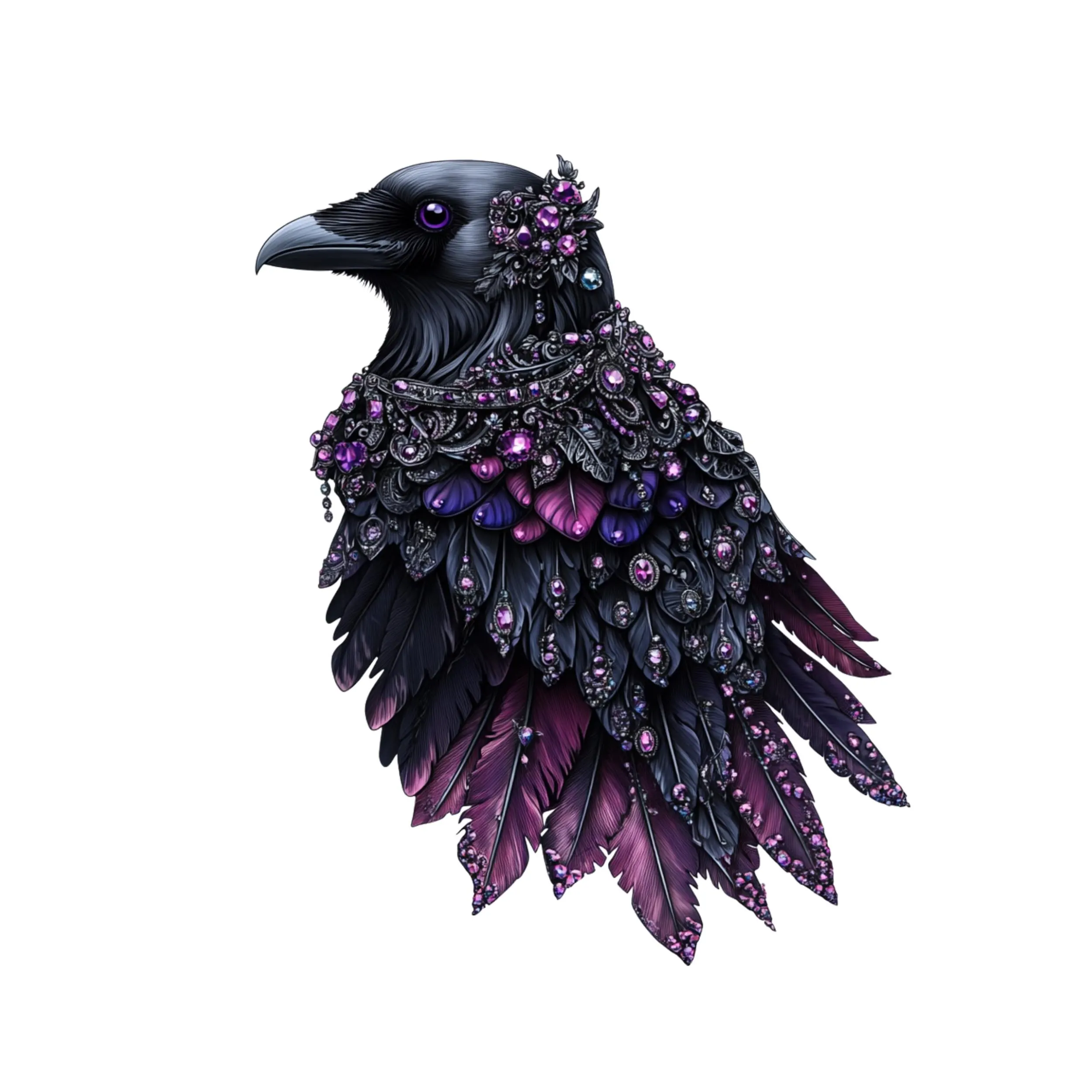 Raven Jeweled Clipart, Raven crow bird Clipart PNG, Raven And Jewelry Clipart, Halloween crow, Gothic clipart, Crow Bird clipart, Raven art - image 3