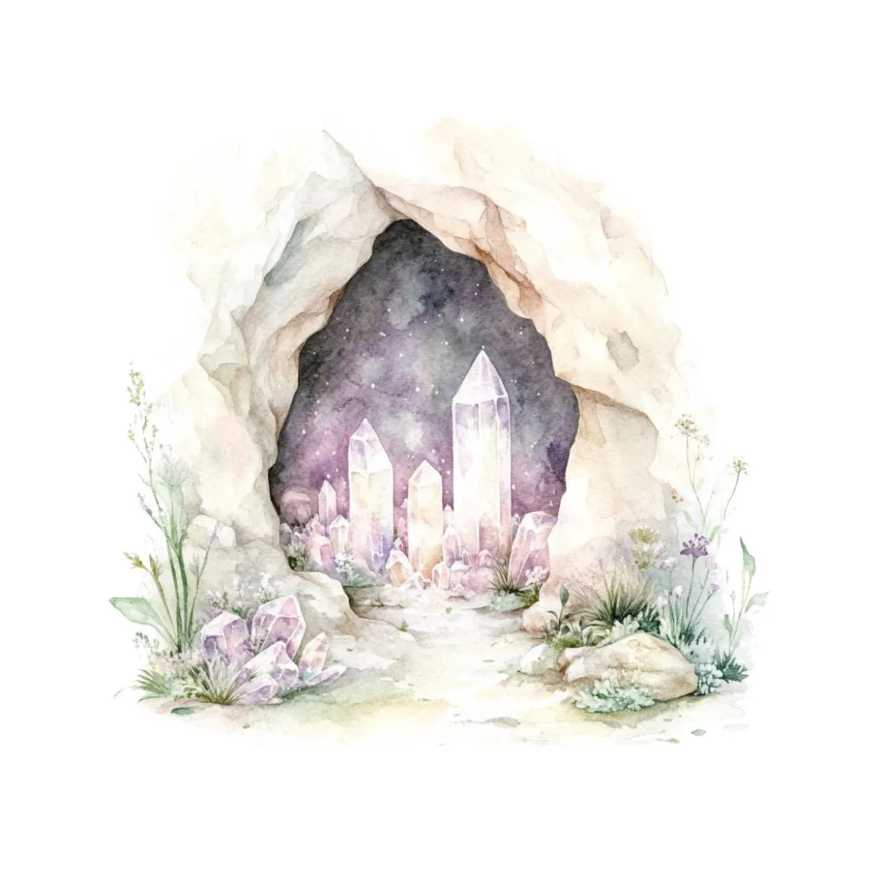 Watercolor Cave Crystal Coven Clipart, Crystal Images,Crystal clipart,Watercolor Mystical Graphics, Gemstone Fantasy, Pastel Crystals design - image 3