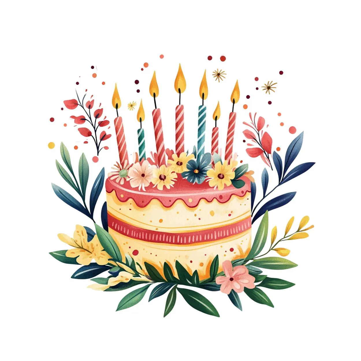 Birthday Cake Clipart, Cake and flower clipart, Watercolor Birthday Cake PNG, Birthday clipart png, Birthday Party Clipart, Birthday cakes - image 5