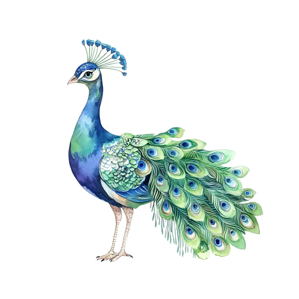 Watercolor Adorable Colorful Peacock Clipart, Watercolor Peacock clipart, Peacock clipart png, Peacock images, Peacock bird clip art png - image 4