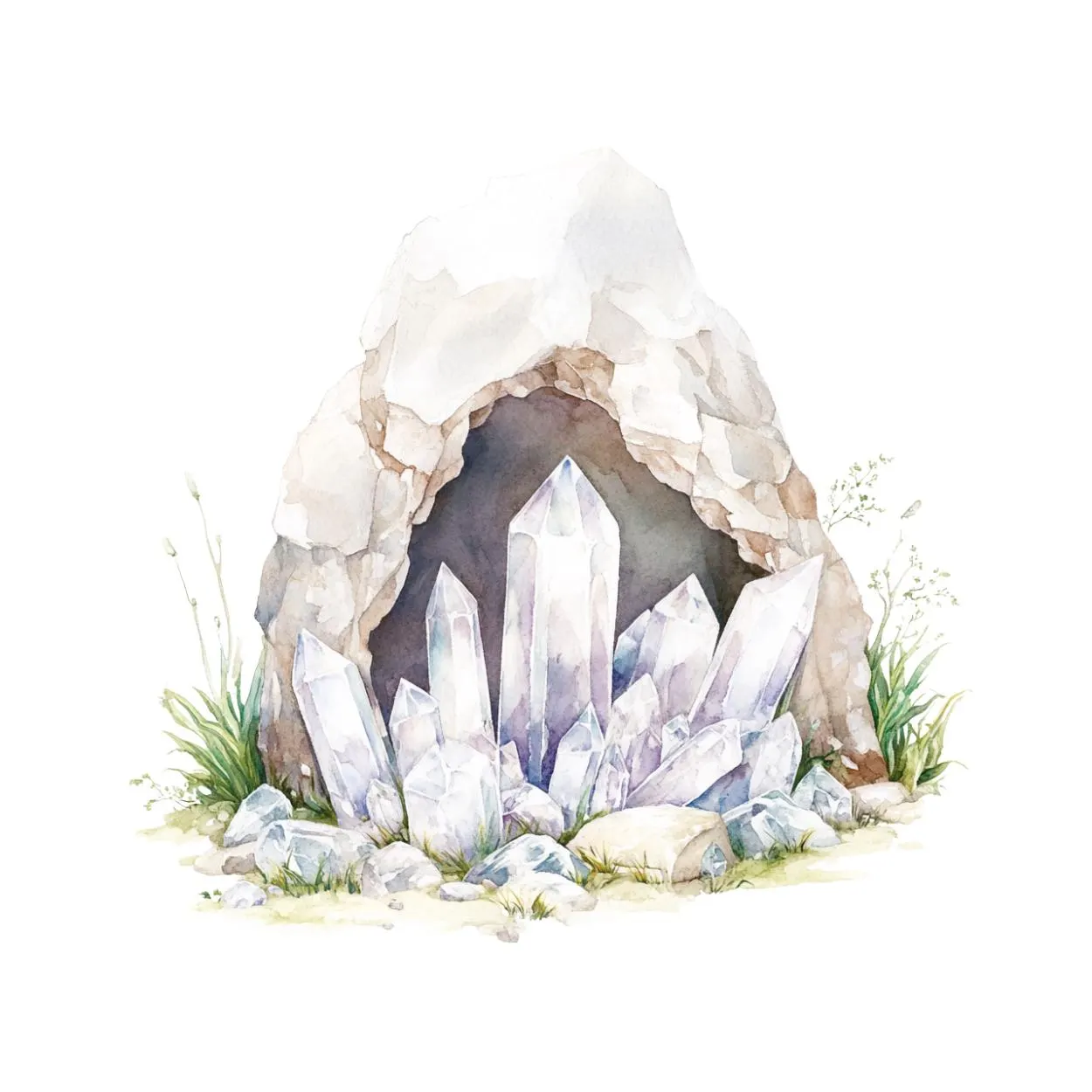 Watercolor Cave Crystal Coven Clipart, Crystal Images,Crystal clipart,Watercolor Mystical Graphics, Gemstone Fantasy, Pastel Crystals design - image 4