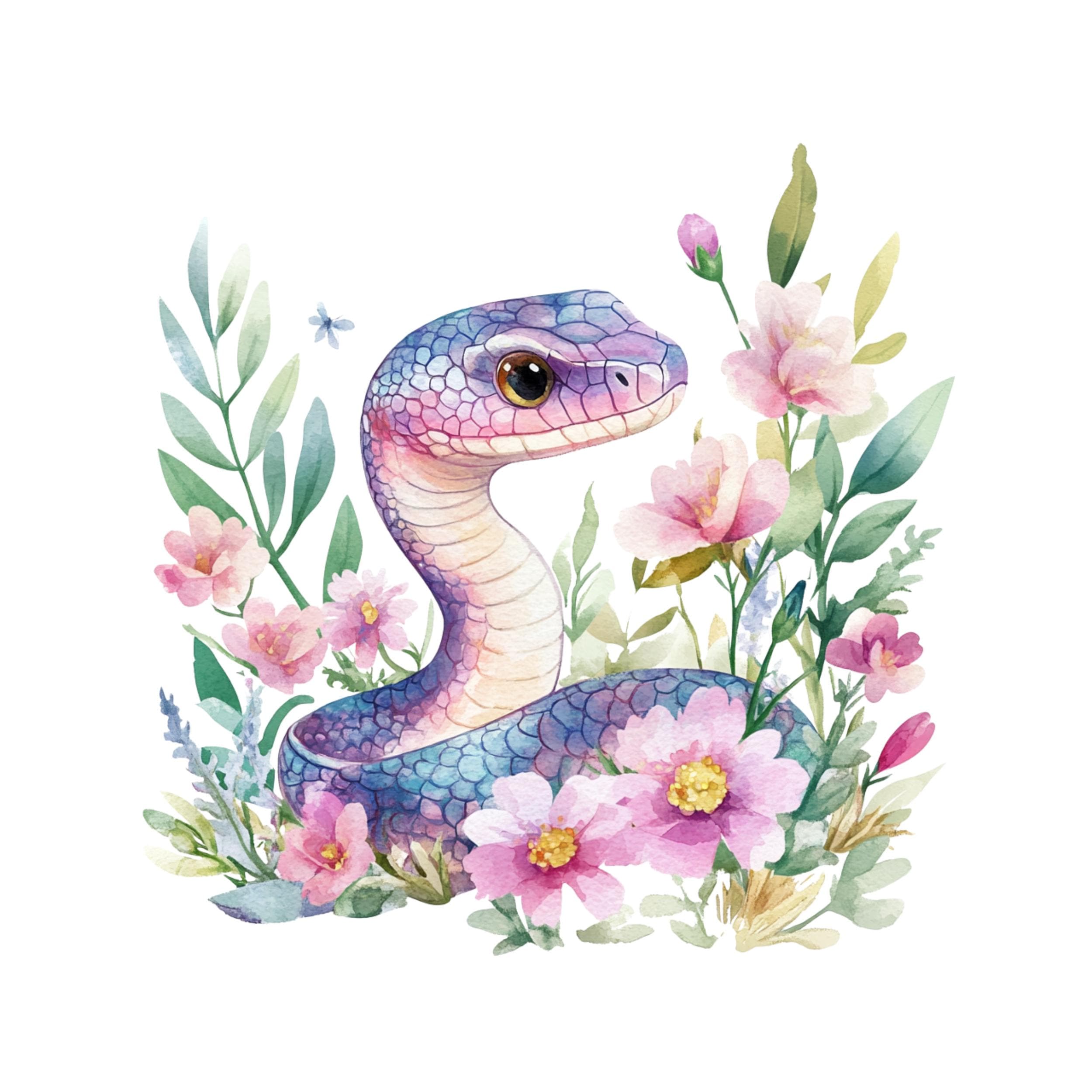 Snake Clipart, Reptile Clipart, Bow Clipart, Snake Clipart, spring floral, spring floral, spring theme, snake flower,snake floral, snake png - image 4