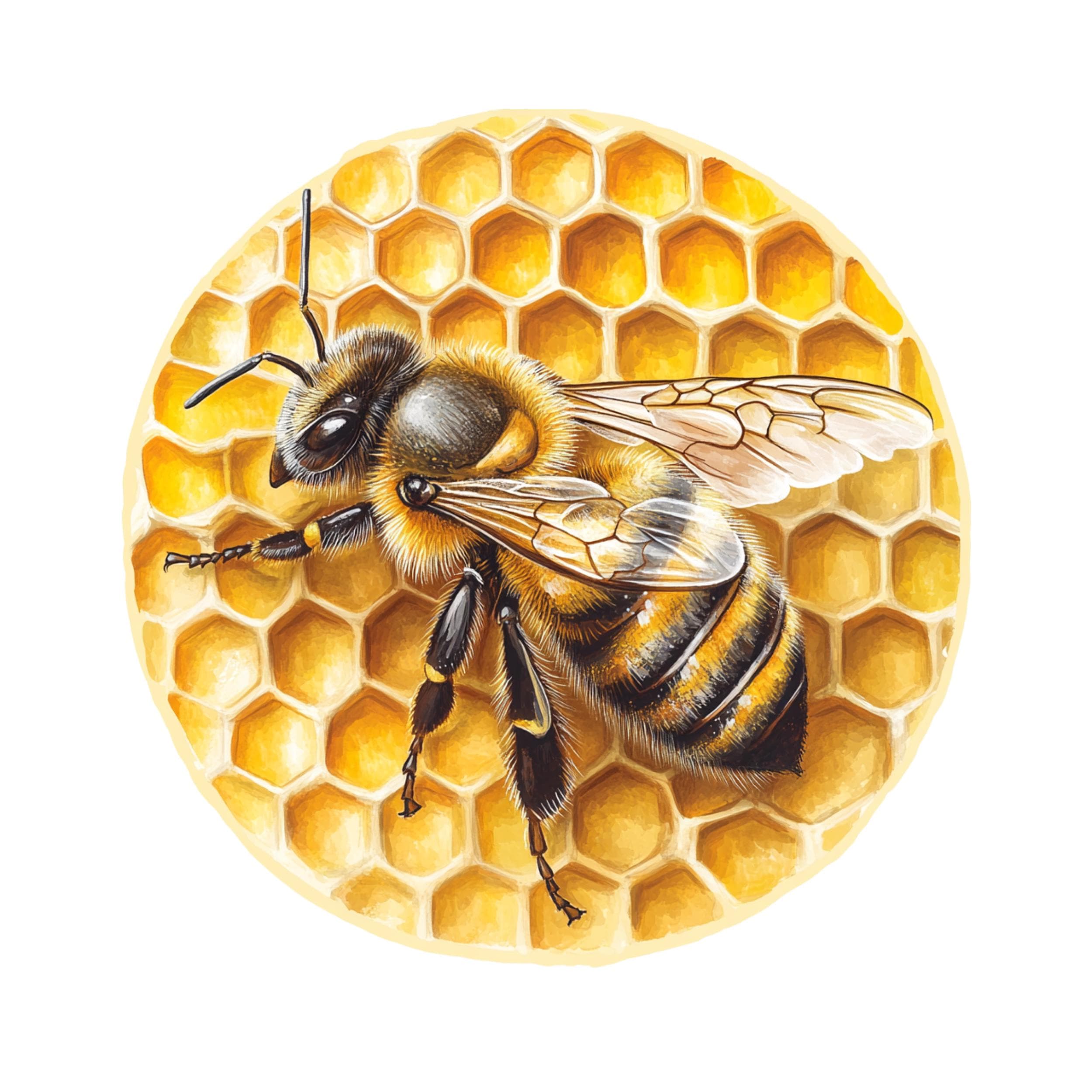 Honey Bee Watercolor , Honey Bees Clipart, Honey  Comb Clipart, Beehive, Bee clipart,Honey comb png images, Honey bee design clipart, Bee - image 3