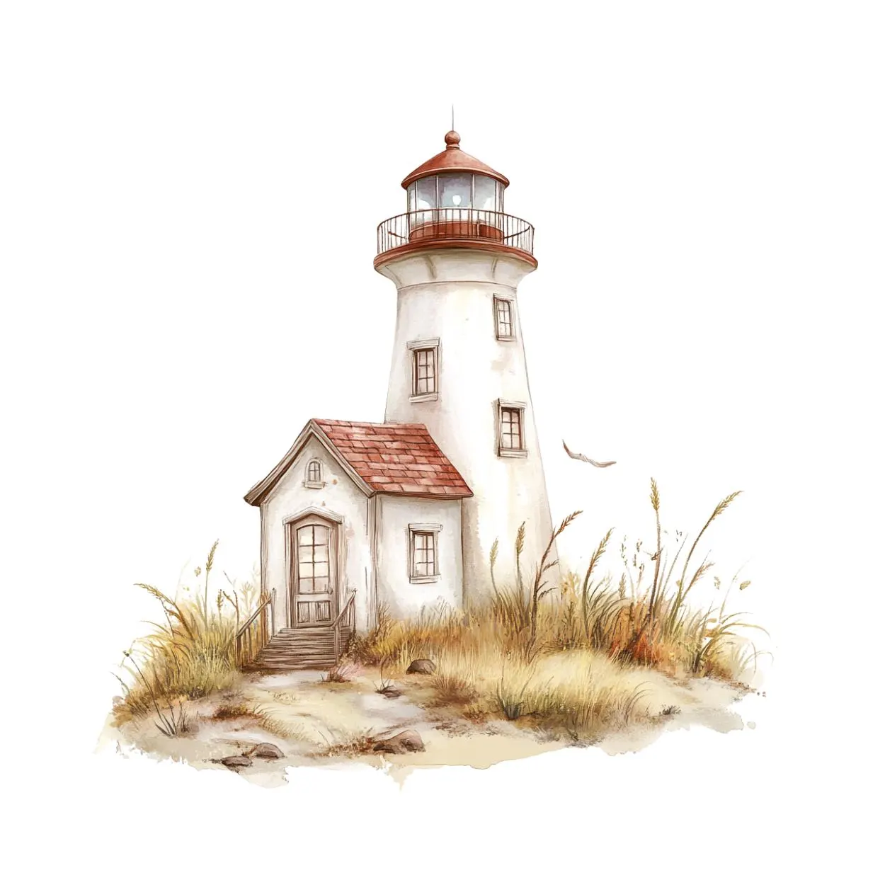 Watercolor Lighthouse Clipart, Beach,Light House Clipart,Ocean Landscape,Coastal Clipart,Light House clipart png,Light house pastel,Nautical - image 4