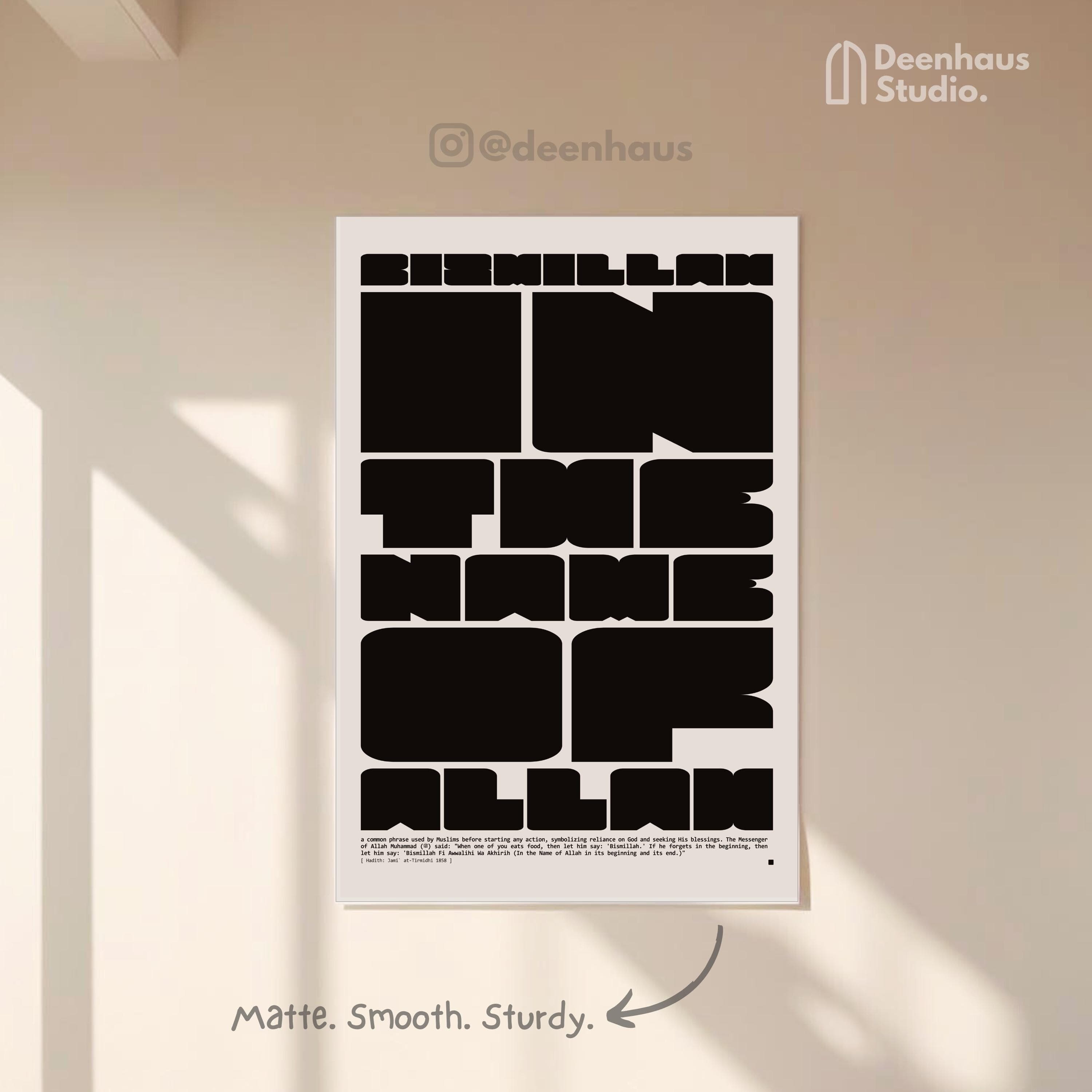 Bismillah Islamic Poster: Retro Bauhaus Minimalist Art, Eid Decor